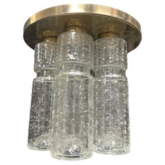 Flush Mount Chandelier by Boris Tabachoff with Hand Blow Glass Prisms, 1970