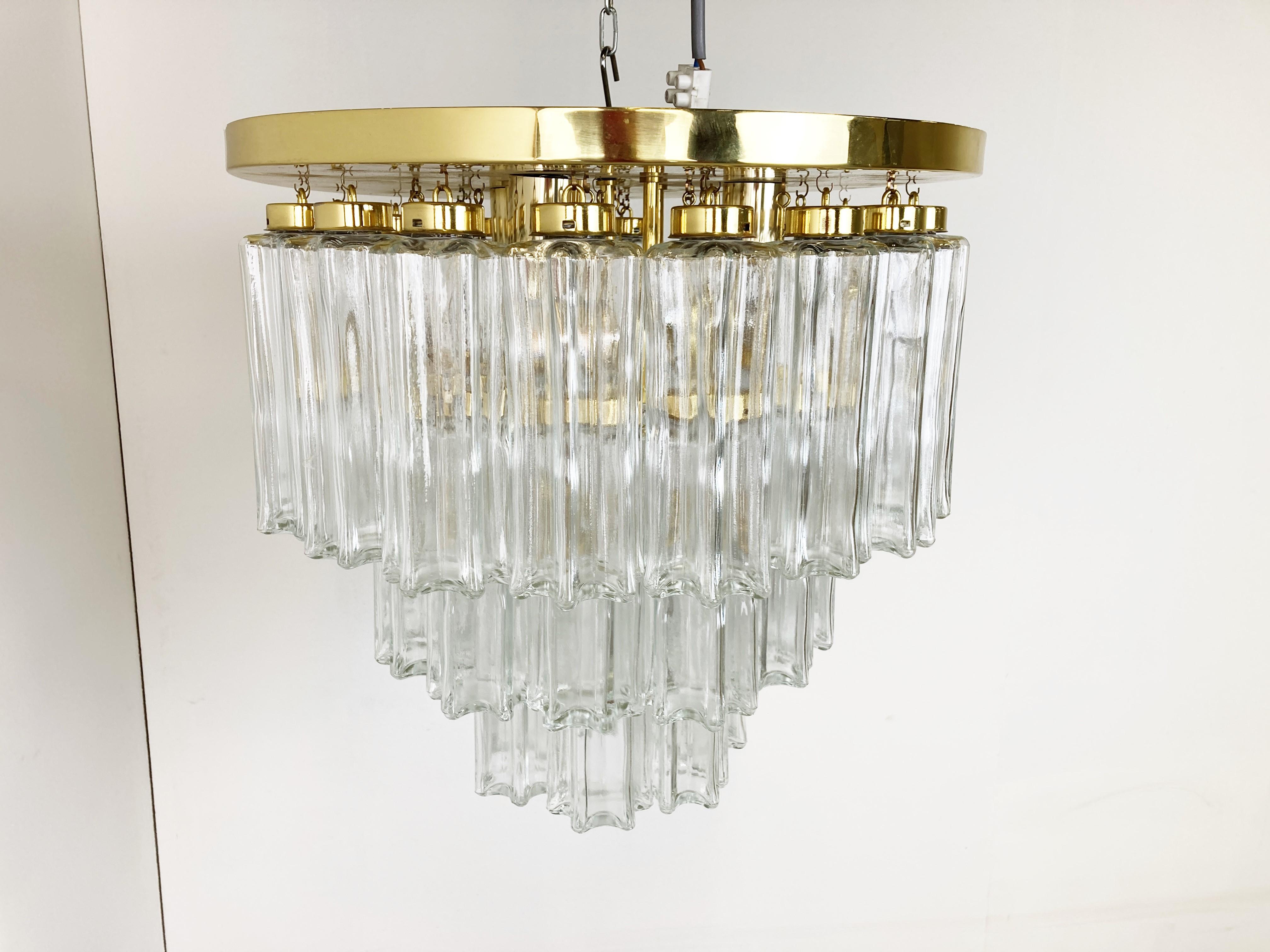 Mid-Century Modern Flush Mount Chandelier by Glashütte Limburg, 1970s For Sale