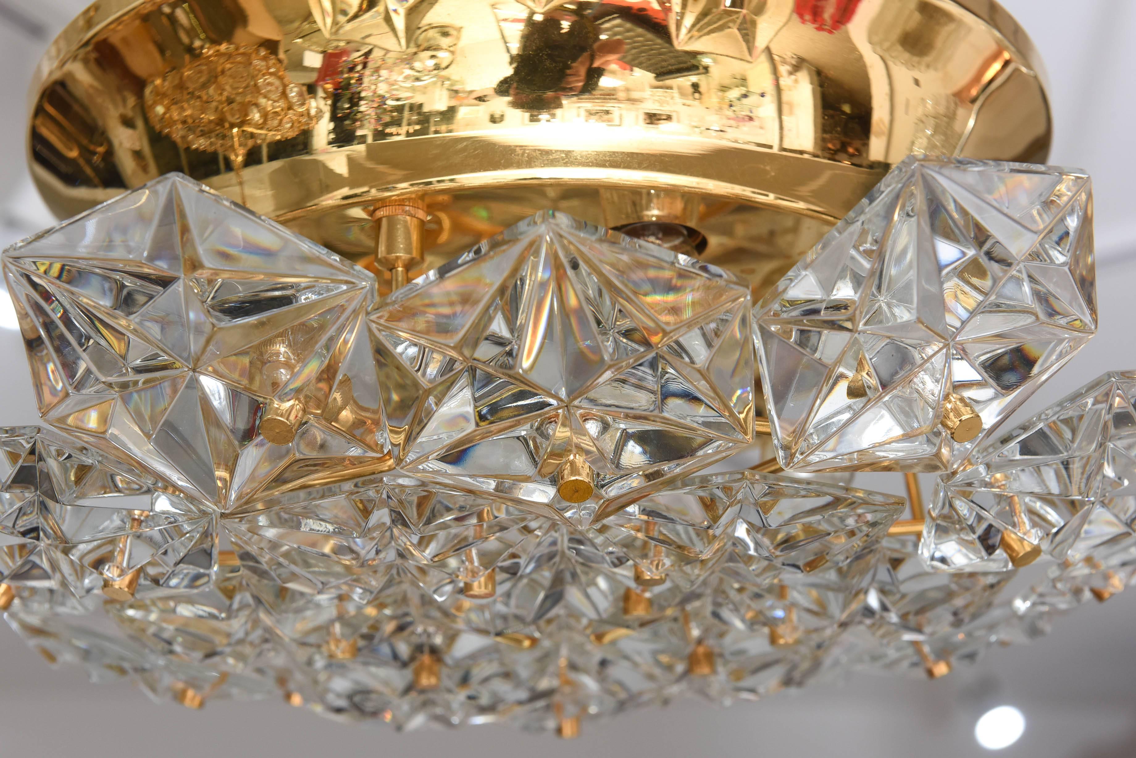 Glass Flush Mount Chandelier by Kinkeldey For Sale