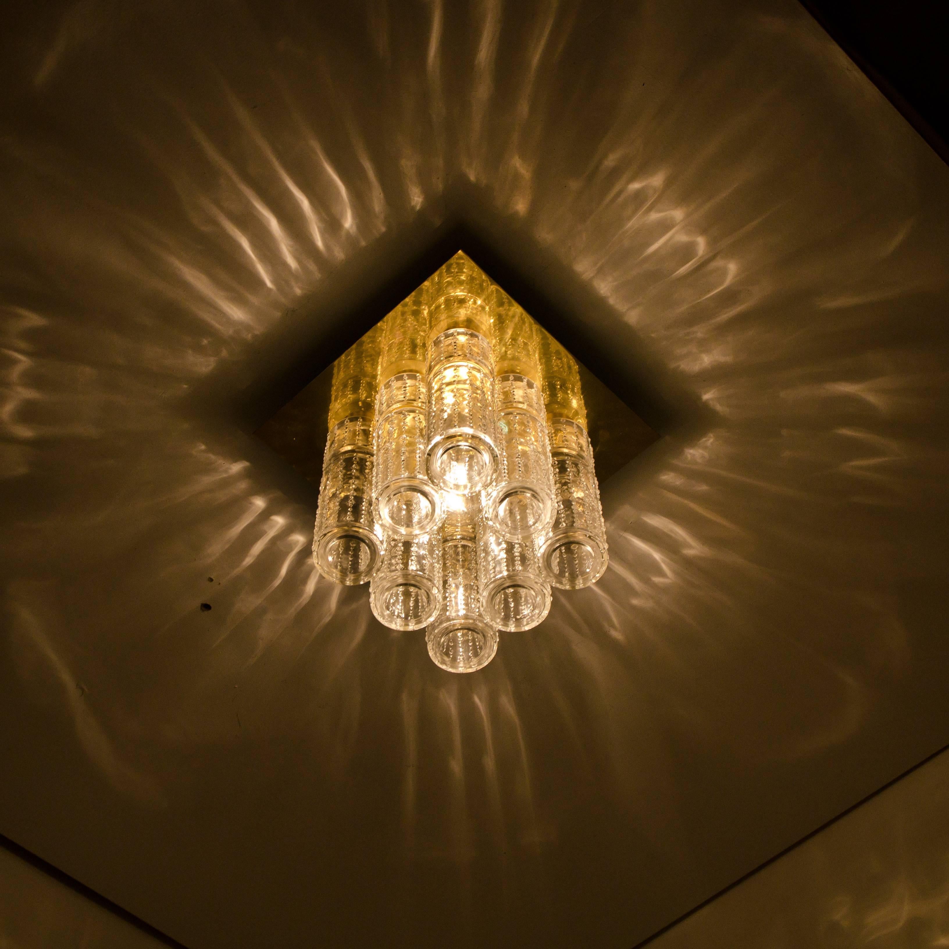 20th Century Flush Mount Chandelier Glashutte Limburg by Boris Tabacoff, 1970 For Sale