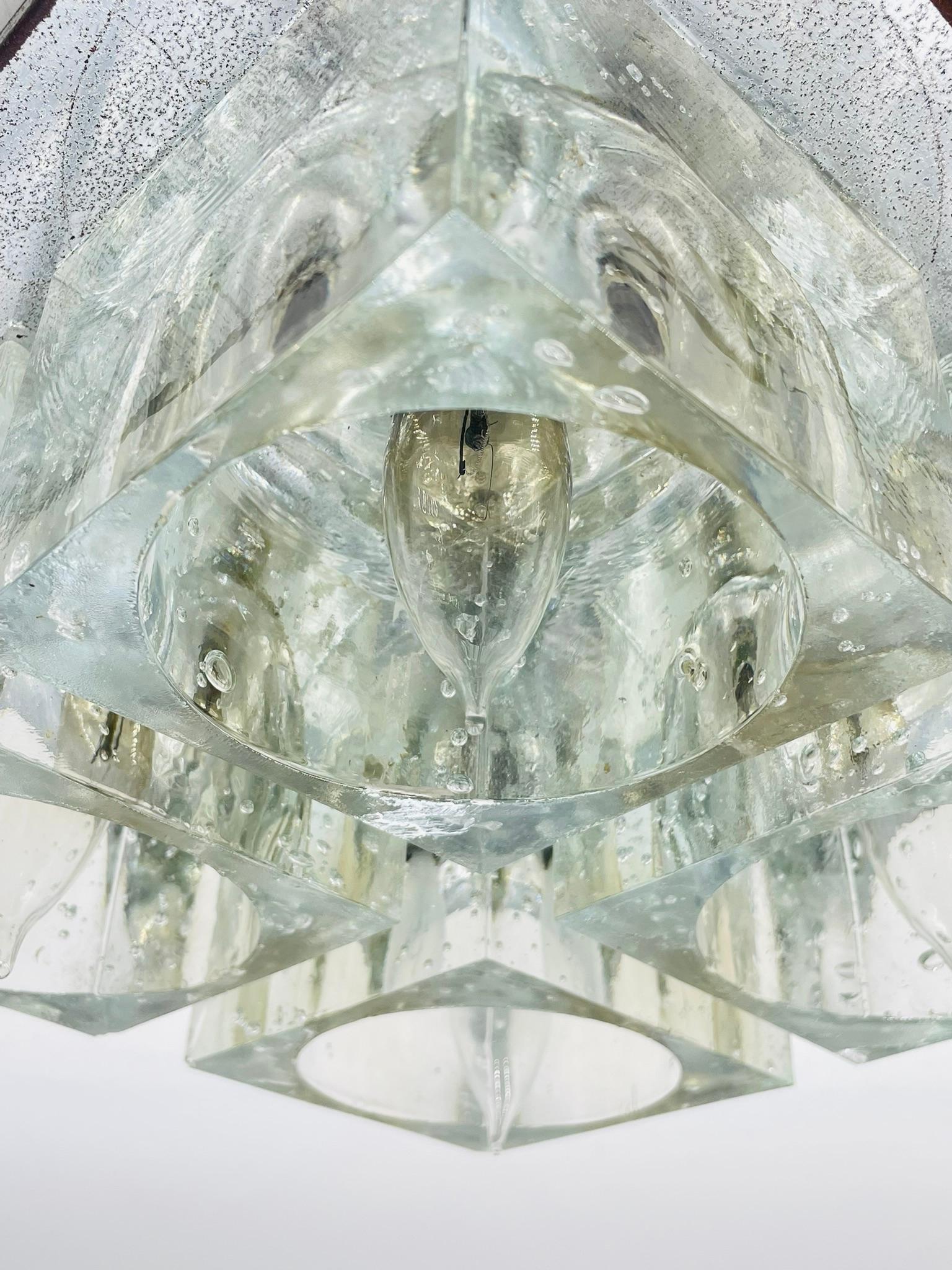Flush Mount Chrome & Murano Glass Ceiling Light by Sciolari for Lightolier For Sale 1