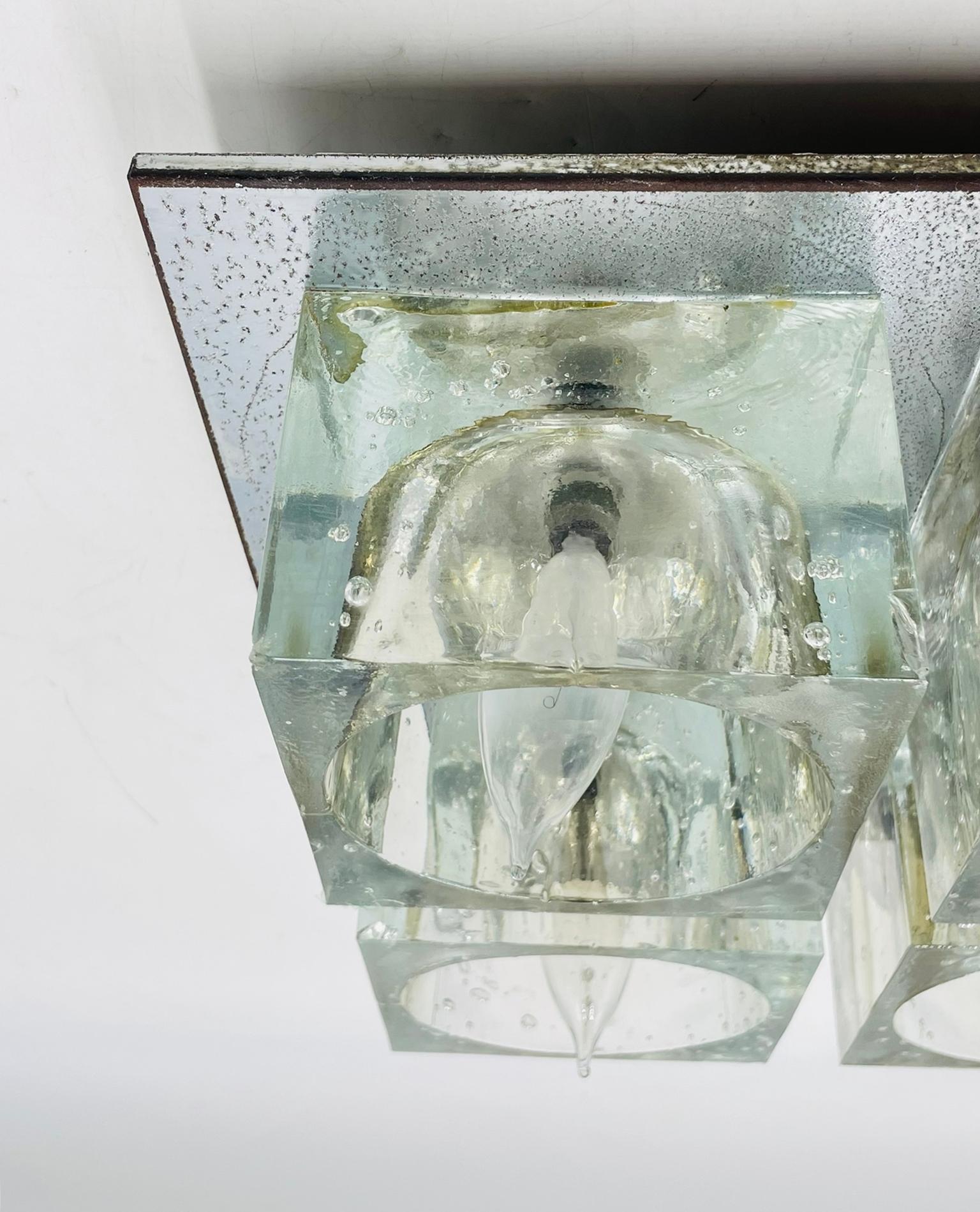 Flush Mount Chrome & Murano Glass Ceiling Light by Sciolari for Lightolier For Sale 2