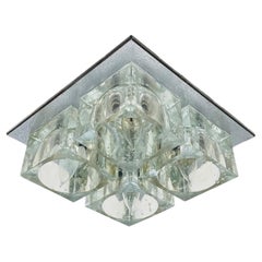 Flush Mount Chrome & Murano Glass Ceiling Light by Sciolari for Lightolier