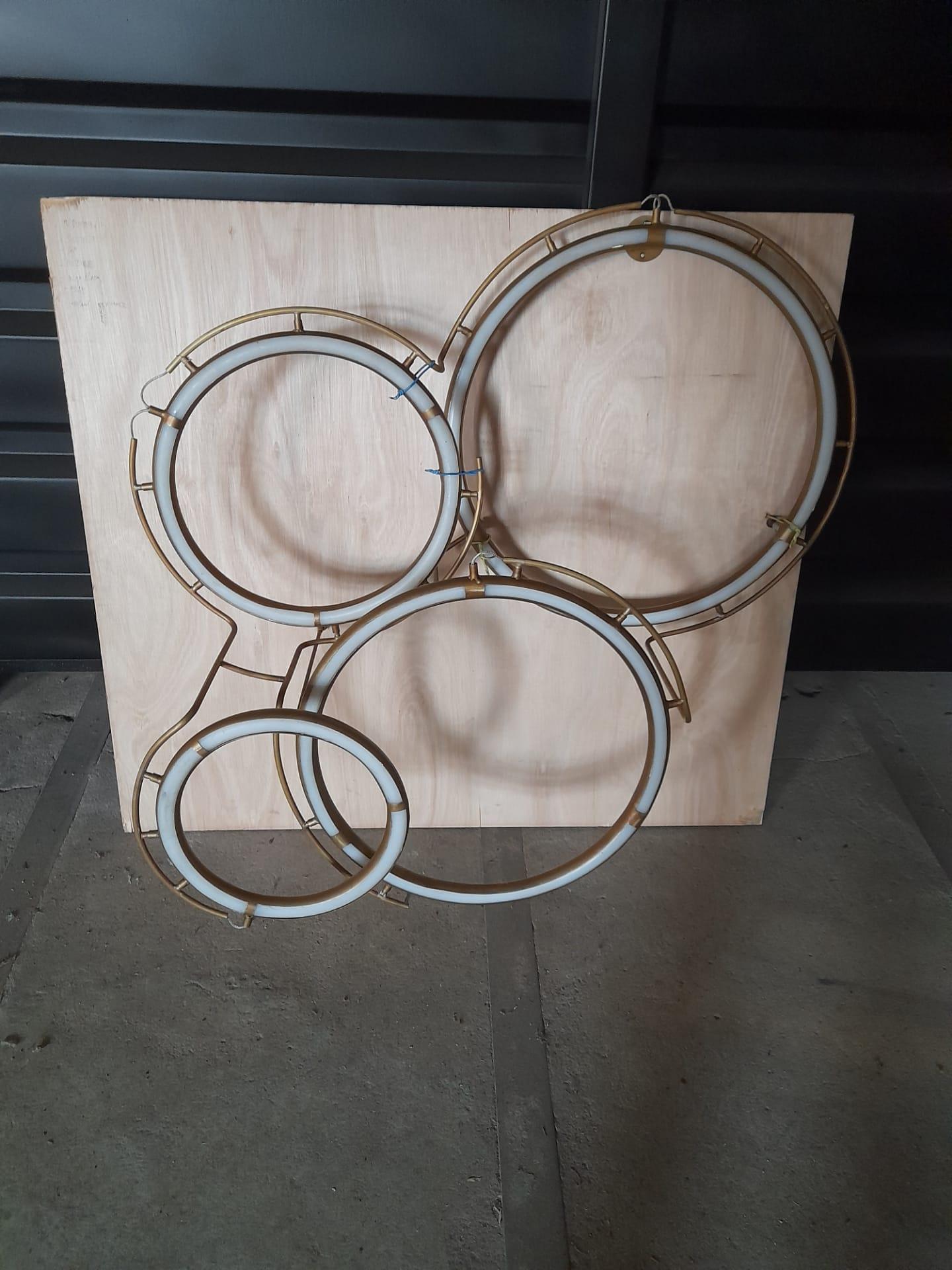 Modern Flush Mount Construction of Brass Rings with LED For Sale