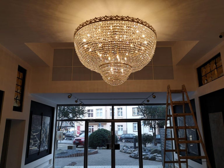 Low Huge Flush Mount Crystal Chandelier Empire Big Palace Lamp Chateau Lustre