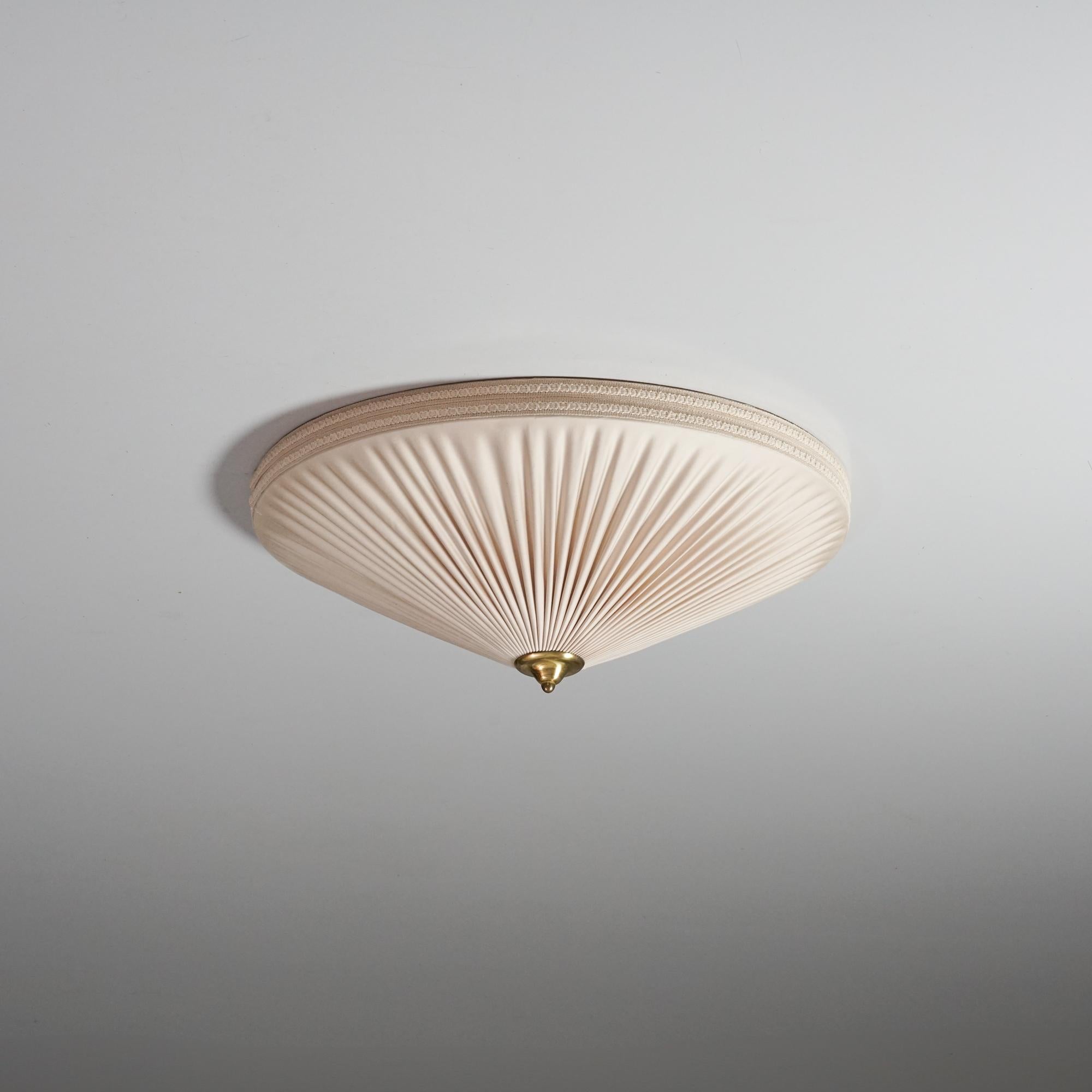 Flush mount, manufactured in Finland, 1950s. Reupholstered with model 