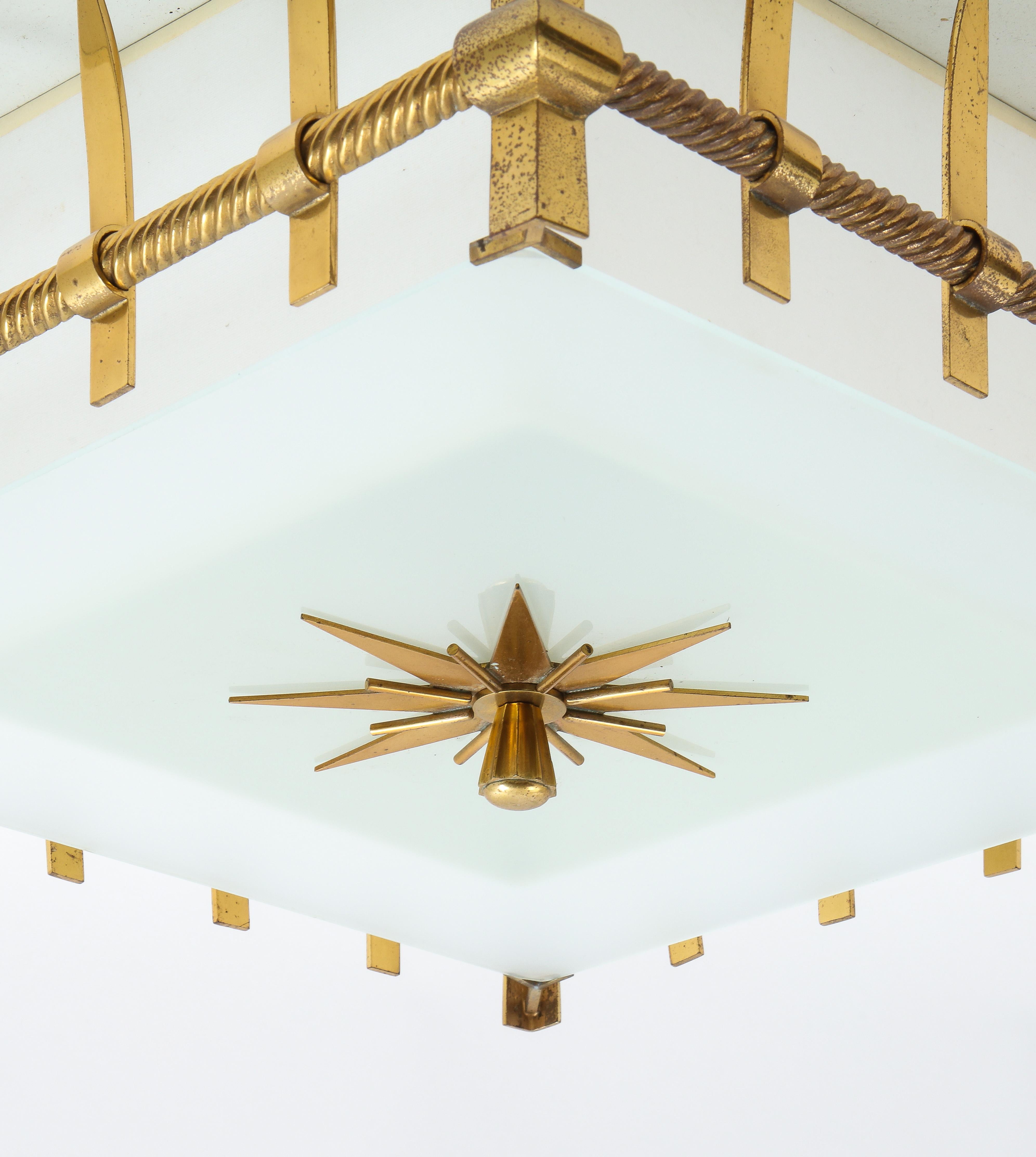 Flushmount Fixture in Bronze and Glass by Marius-Ernest Sabino, France, 1950s 5