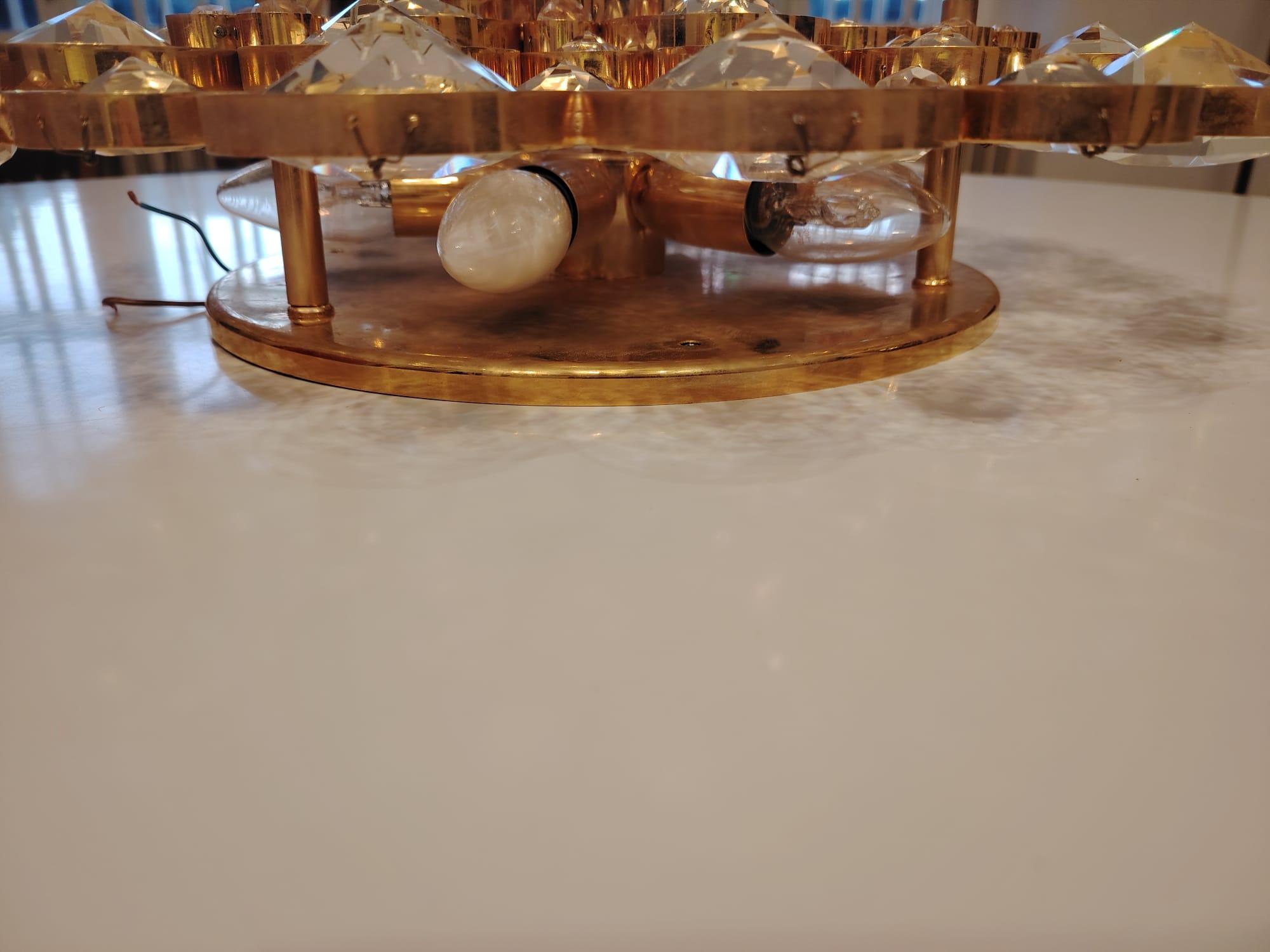 Vergoldeter flächenbündiger kronleuchter by Palwa im Zustand „Gut“ im Angebot in Vienna, AT