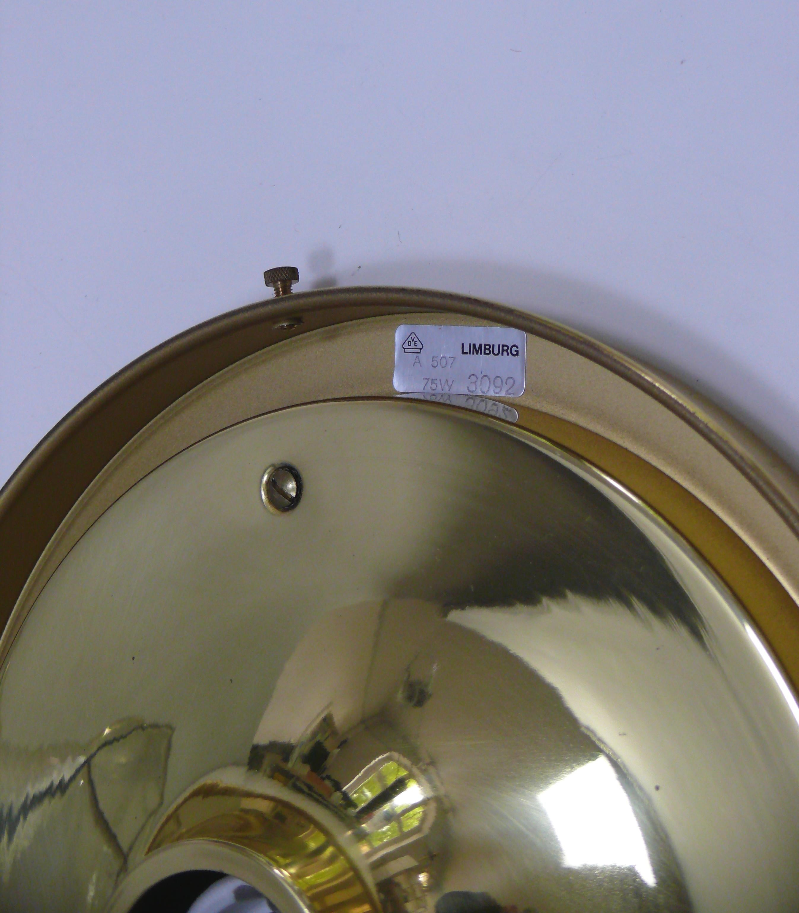 Flush Mount, Glass-Brass, Made by Glashütte Limburg, 1970s For Sale 6