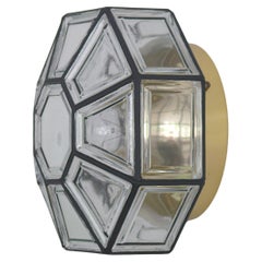 Monture affleurante, verre-laiton, fabriquée par Glashütte Limburg, années 1970