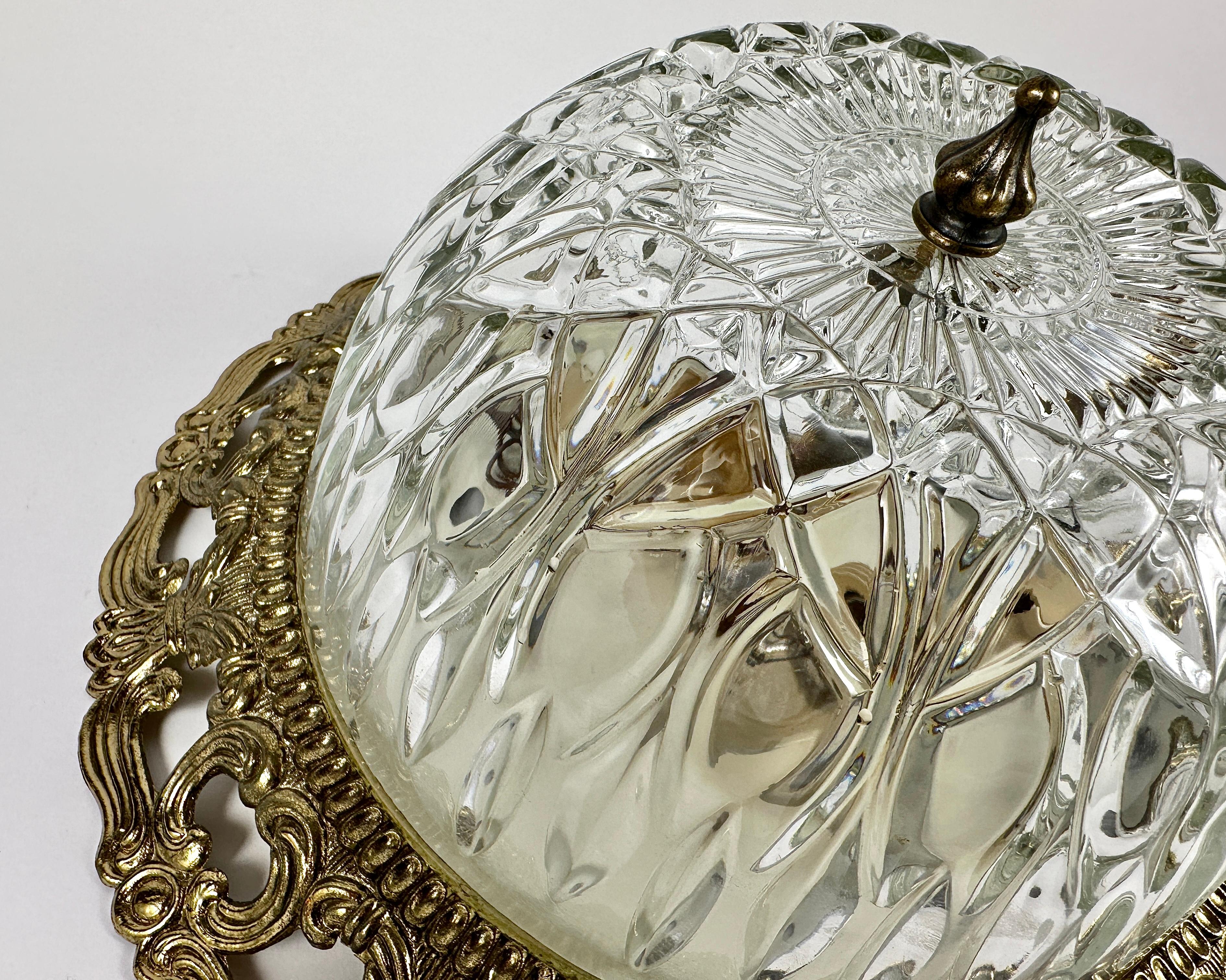 Européen Lights affleurant en verre avec garniture en bronze, vintage en vente