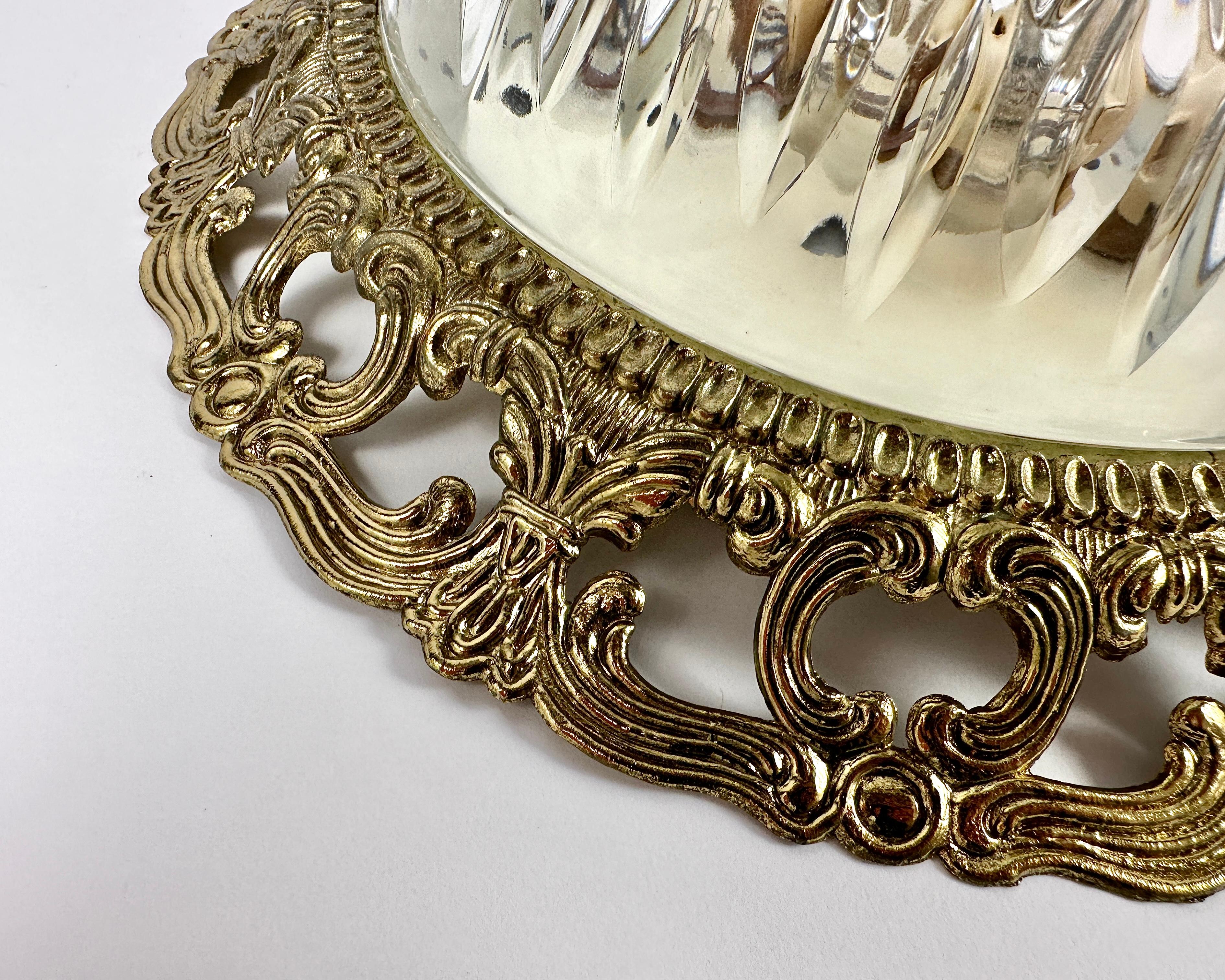 20ième siècle Lights affleurant en verre avec garniture en bronze, vintage en vente
