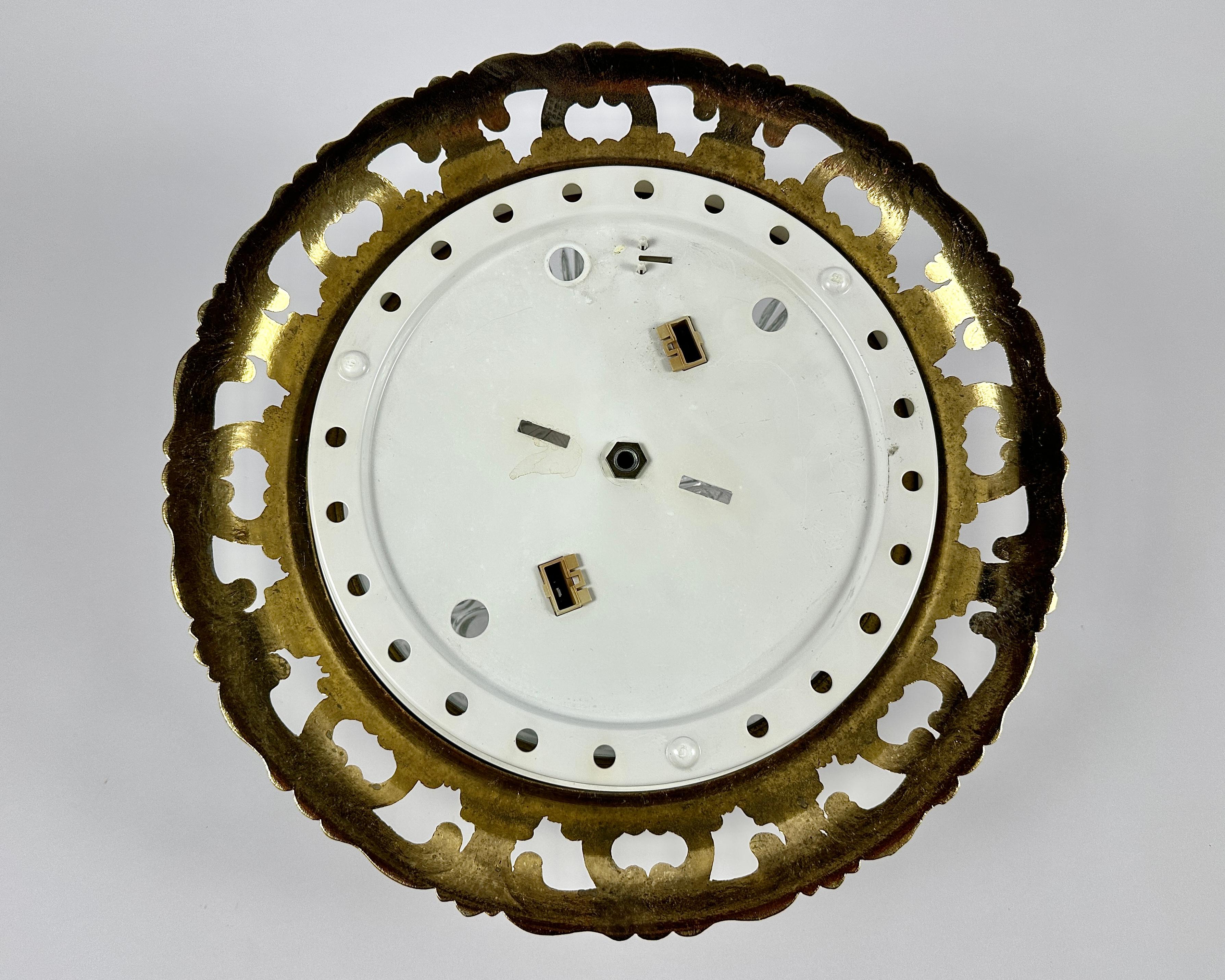Lights affleurant en verre avec garniture en bronze, vintage en vente 1