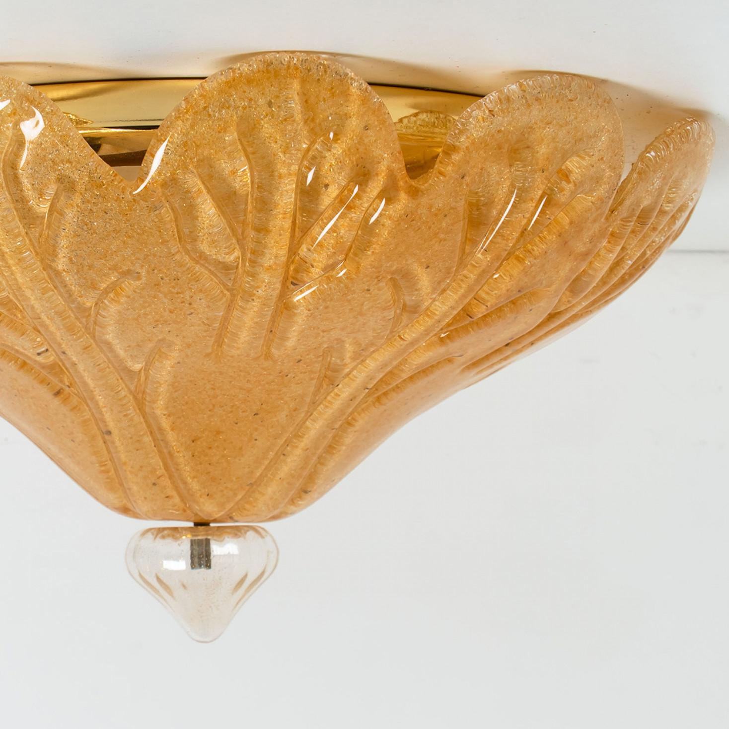Other Flush Mount Gold Murano Glass, Italy, 1970s For Sale