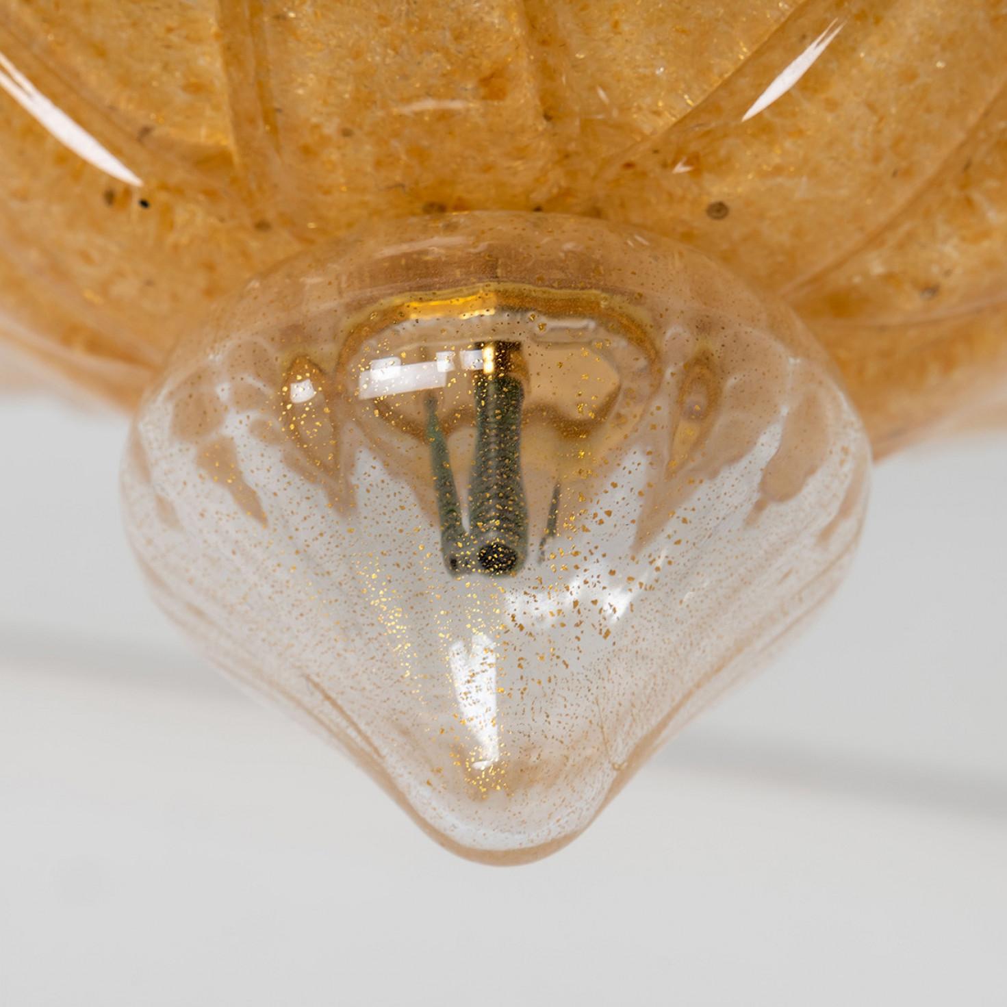 Flush Mount Gold Murano Glass, Italy, 1970s In Good Condition For Sale In Rijssen, NL