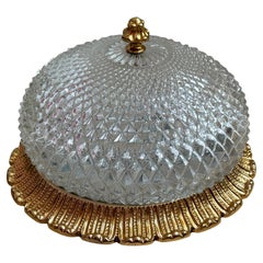 Vintage Flush Mount Gold-Plated Base, Glashütte Limburg Hollywood Regency Style 1960s