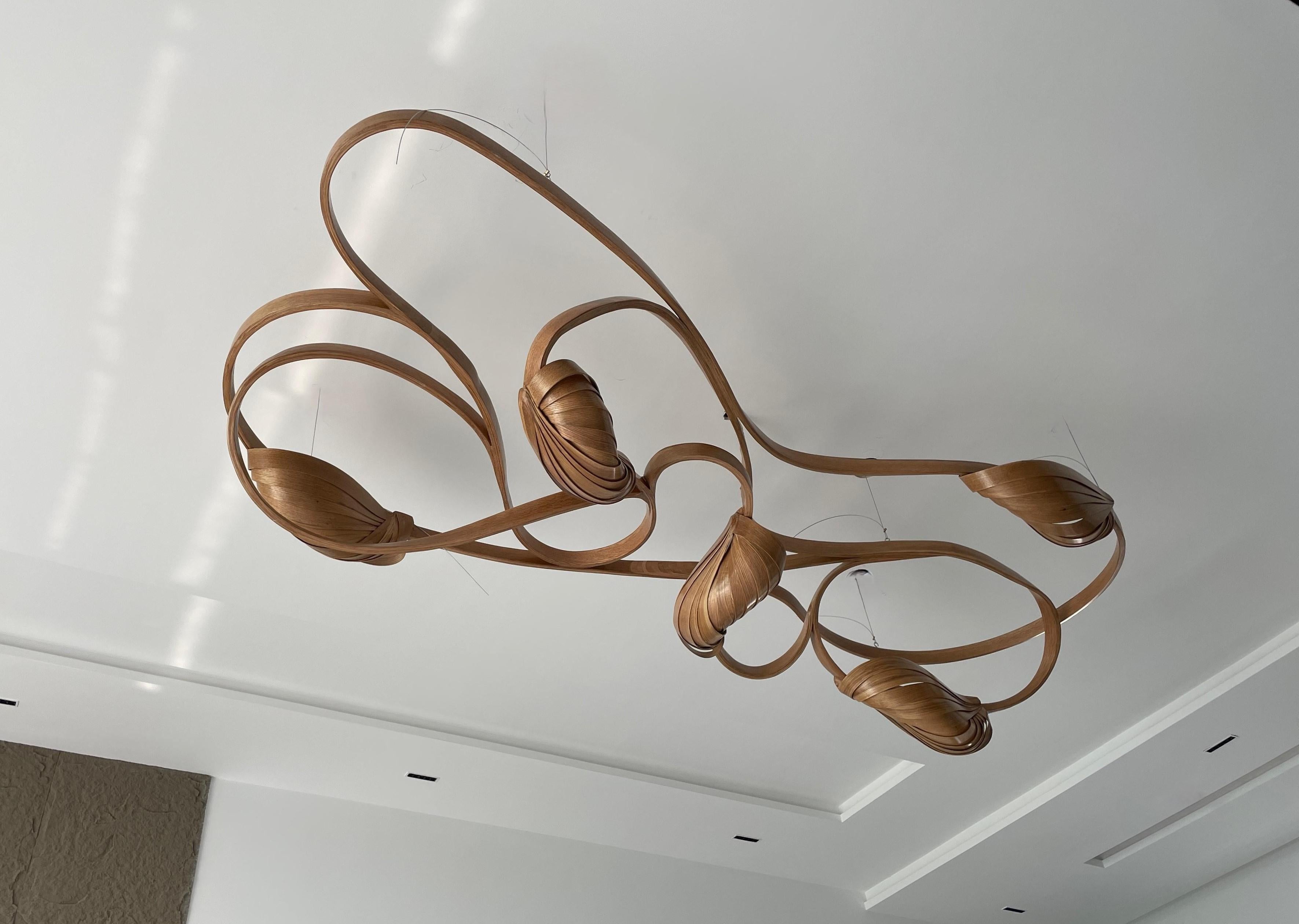 Pakistani Flush Mount Light 3 - V3 - Vrksa Series - Raka Studio Wooden Flush Mount Light For Sale