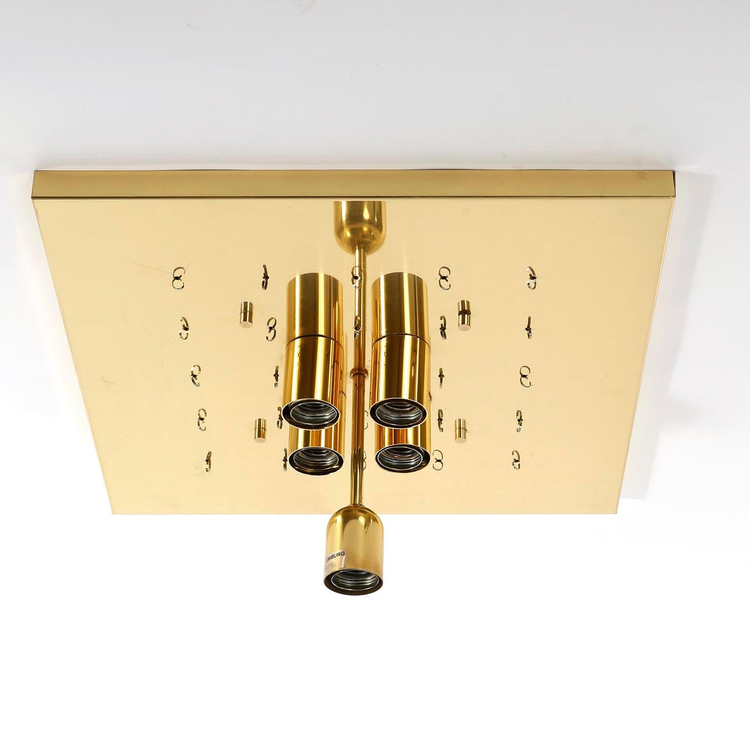 Lampe à encastrer de Glashütte Limburg, verre en laiton poli, années 1970, une des cinq en vente 2