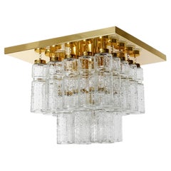 Lampe à encastrer de Glashütte Limburg, verre en laiton poli, années 1970, une des cinq