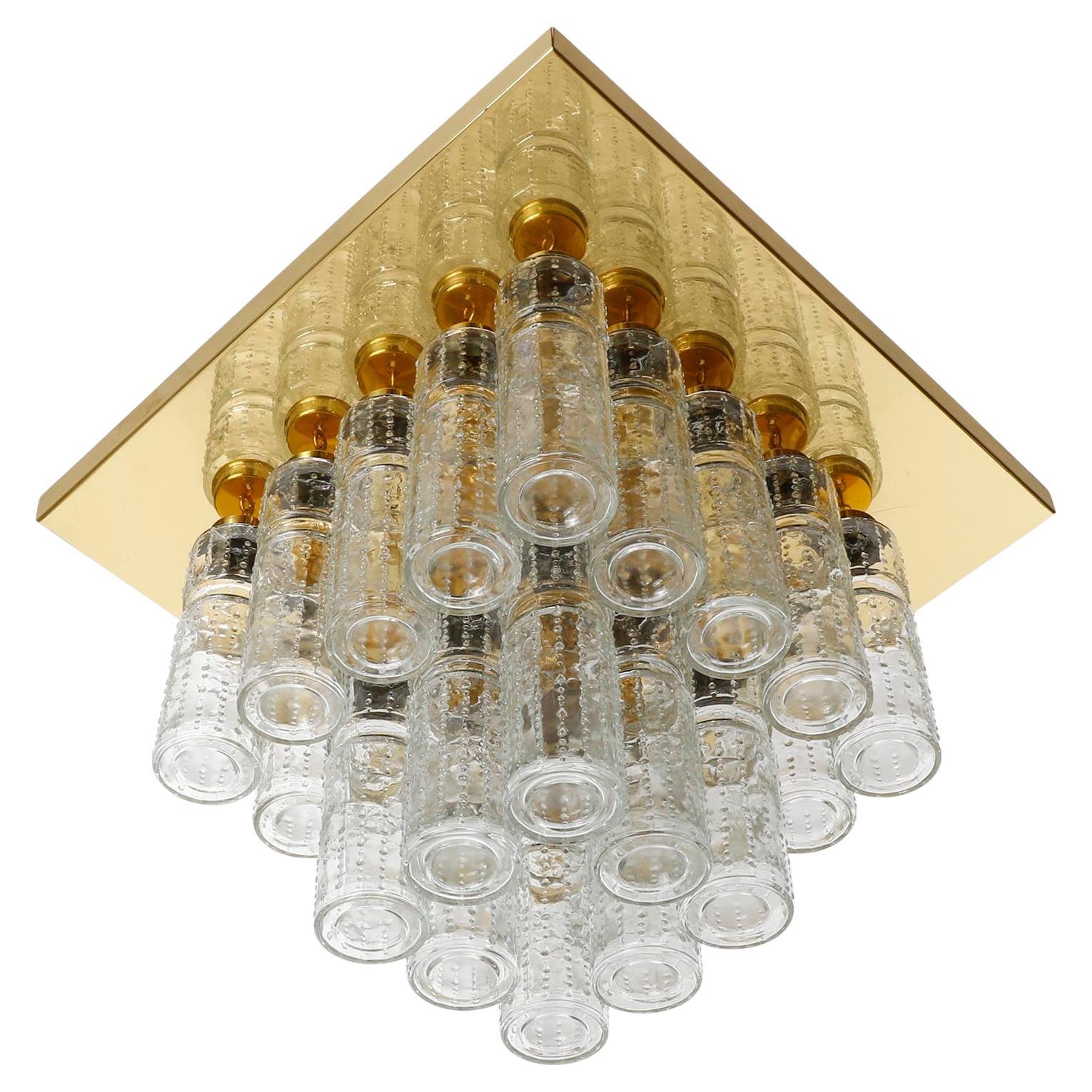 Poli Lampe à encastrer de Glashütte Limburg, verre en laiton poli, années 1970, une des cinq en vente