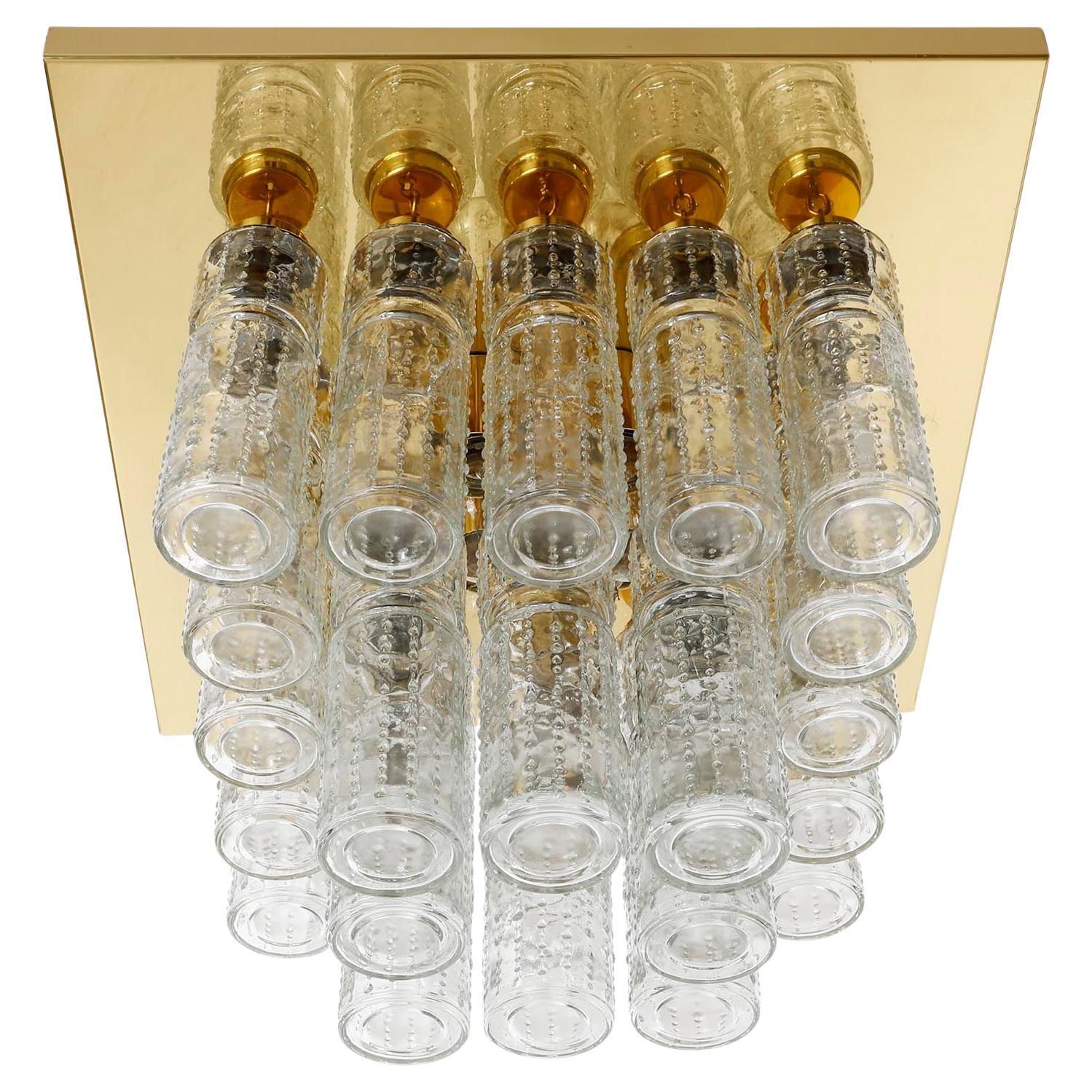 Lampe à encastrer de Glashütte Limburg, verre en laiton poli, années 1970, une des cinq Bon état - En vente à Hausmannstätten, AT