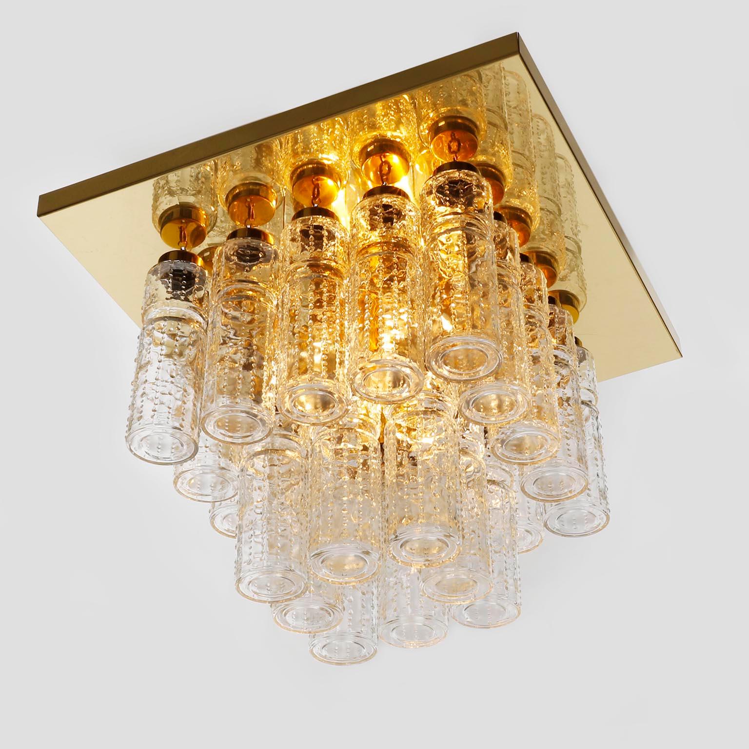 Laiton Lampe à encastrer de Glashütte Limburg, verre en laiton poli, années 1970, une des cinq en vente