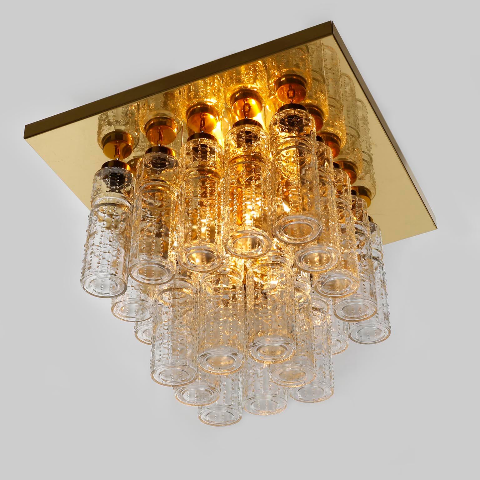 Lampe à encastrer de Glashütte Limburg, verre en laiton poli, années 1970, une des cinq en vente 1