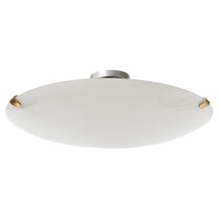 Flush Mount Light 'FEDER-KRALLE' Kalmar Anna-Lülja Praun, Brass Opal Glass 1960s