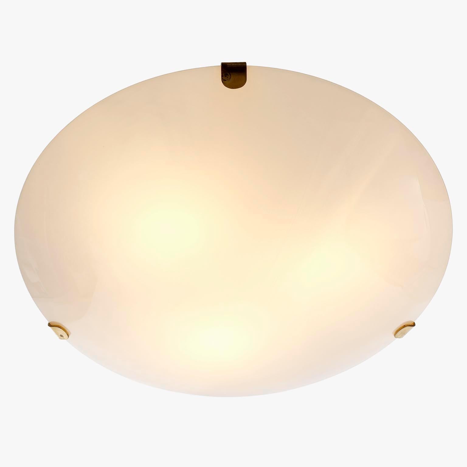Poli Lampe affleurante 'FEDER-KRALLE' Kalmar Anna-Lülja Praun, laiton verre opale 1960s en vente