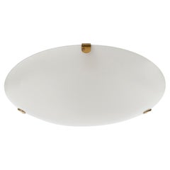 Flush Mount Light 'FEDER-KRALLE' Kalmar Anna-Lülja Praun, Brass Opal Glass 1960s