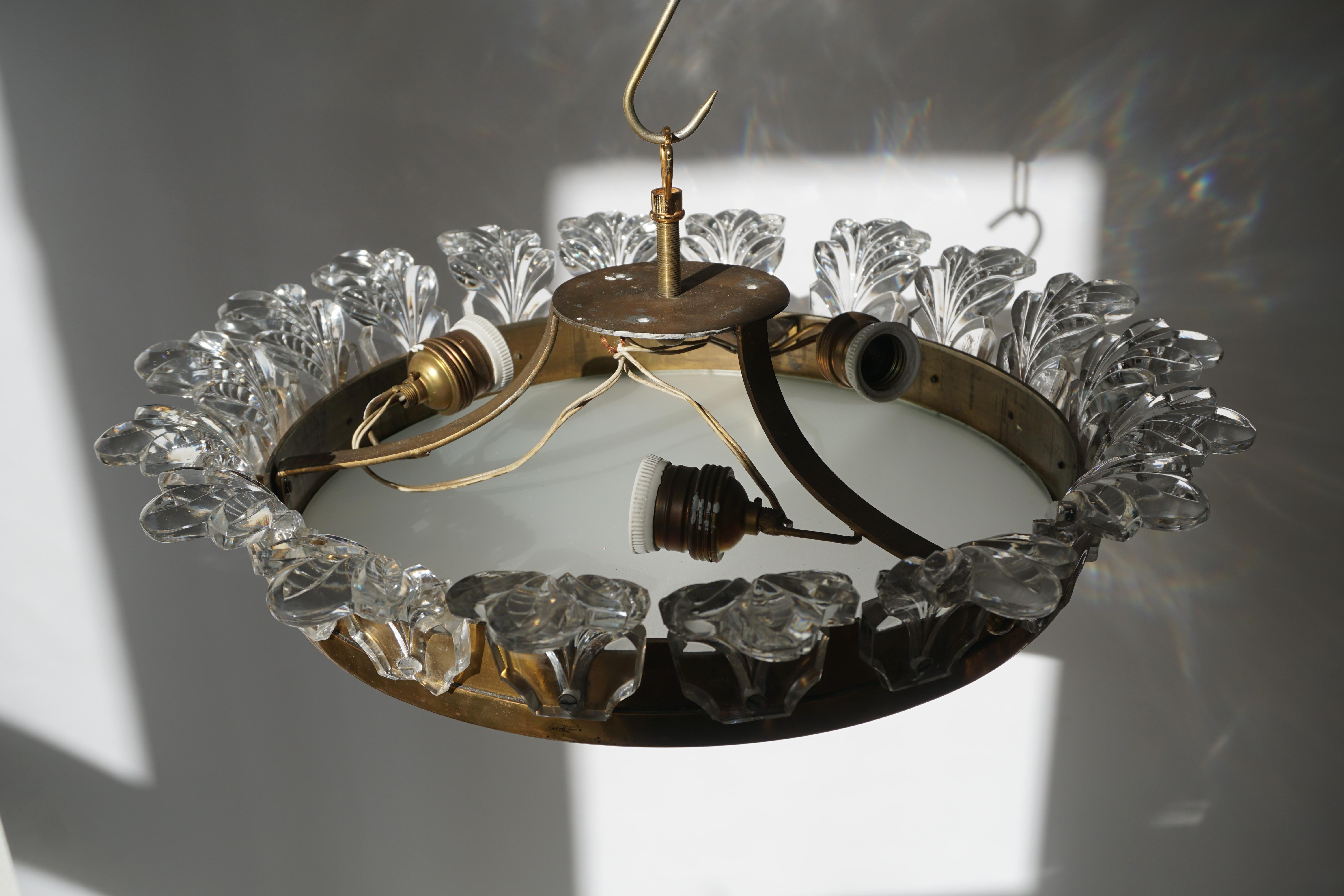 Flush Mount Light in Brass and Glass 4