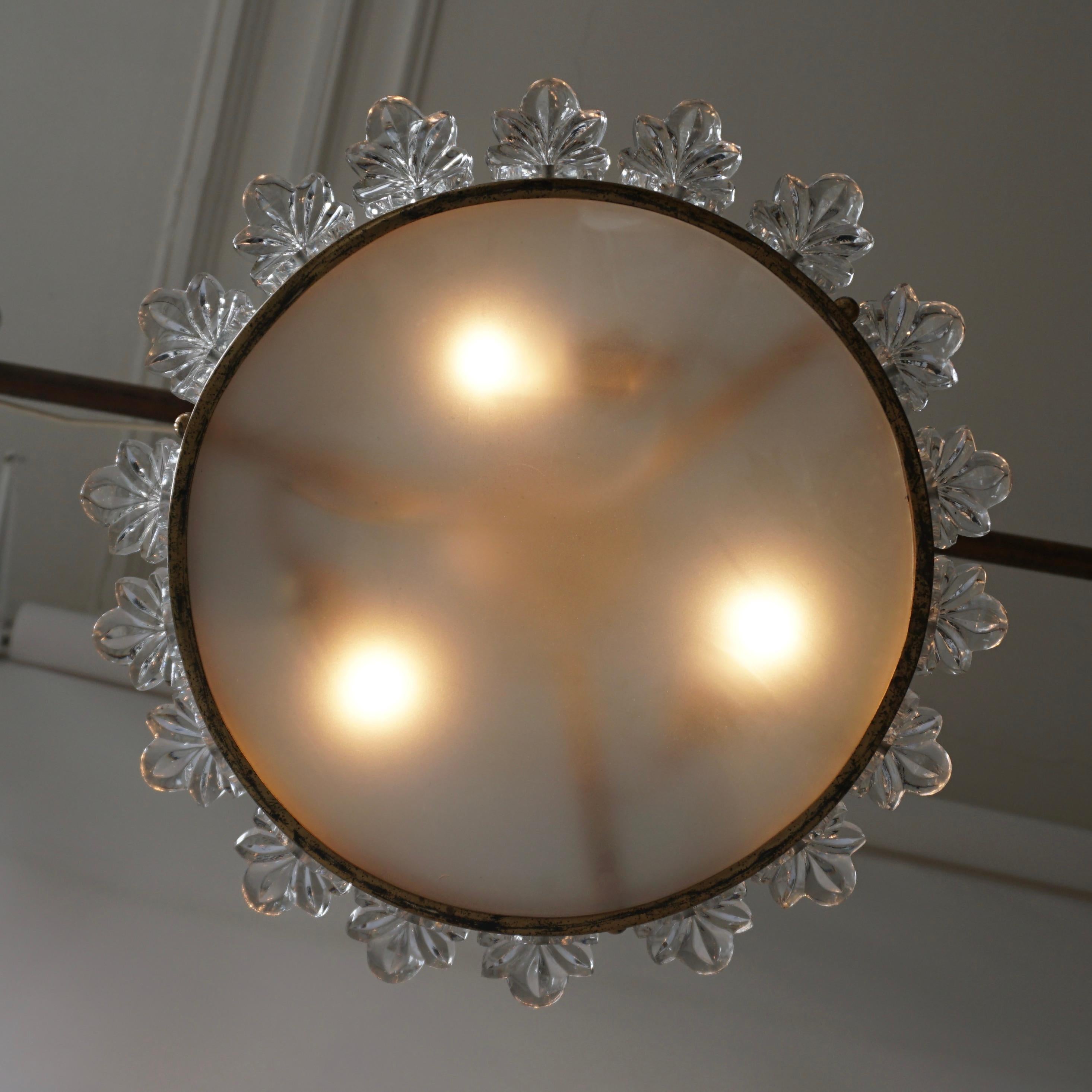 Flush Mount Light in Brass and Glass 3