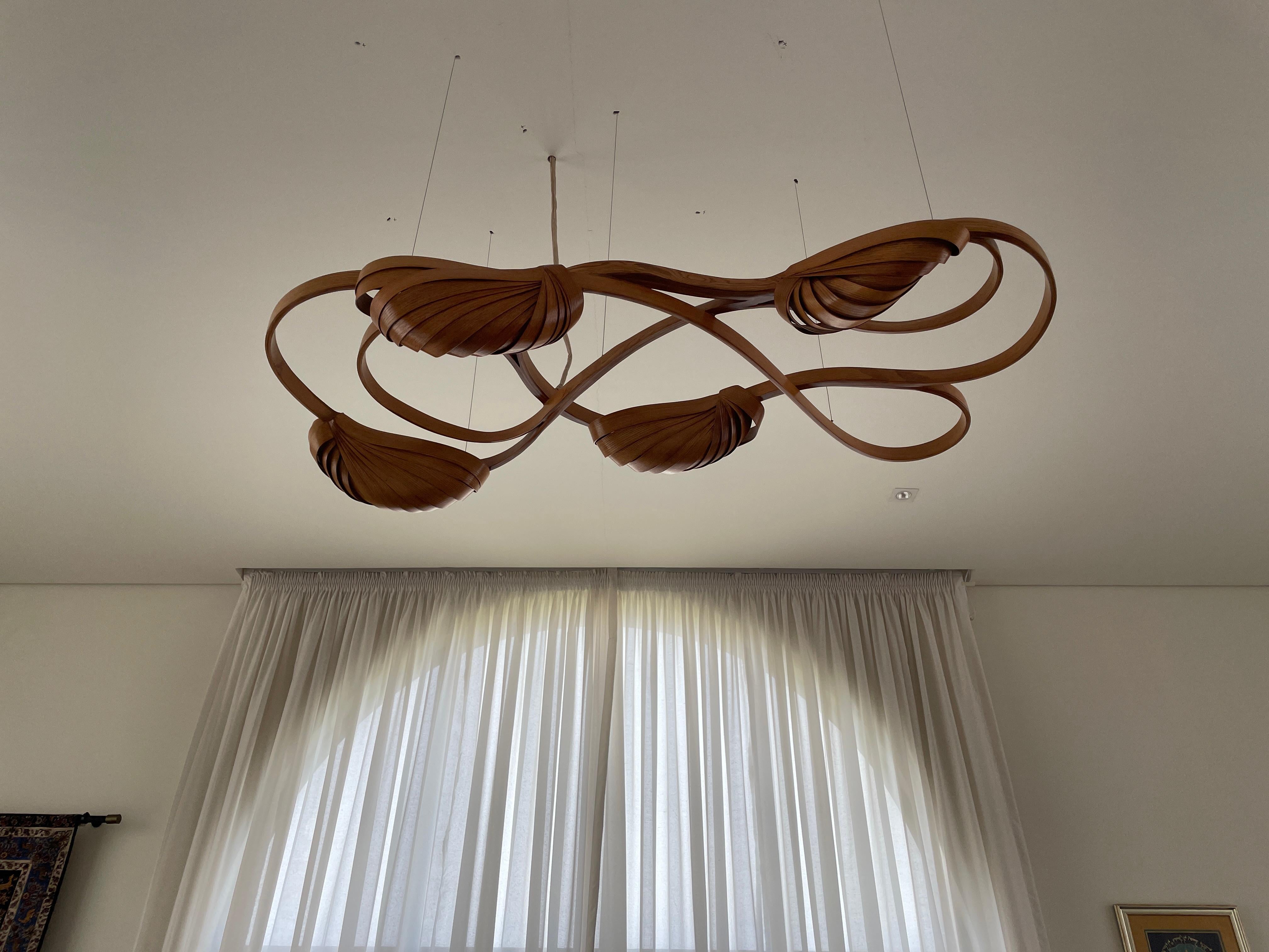 Flush Mount Light No. 2 V2 - Vrksa Series - Large Bent Wood Lighting Chandelier In New Condition For Sale In Cape Girardeau, MO