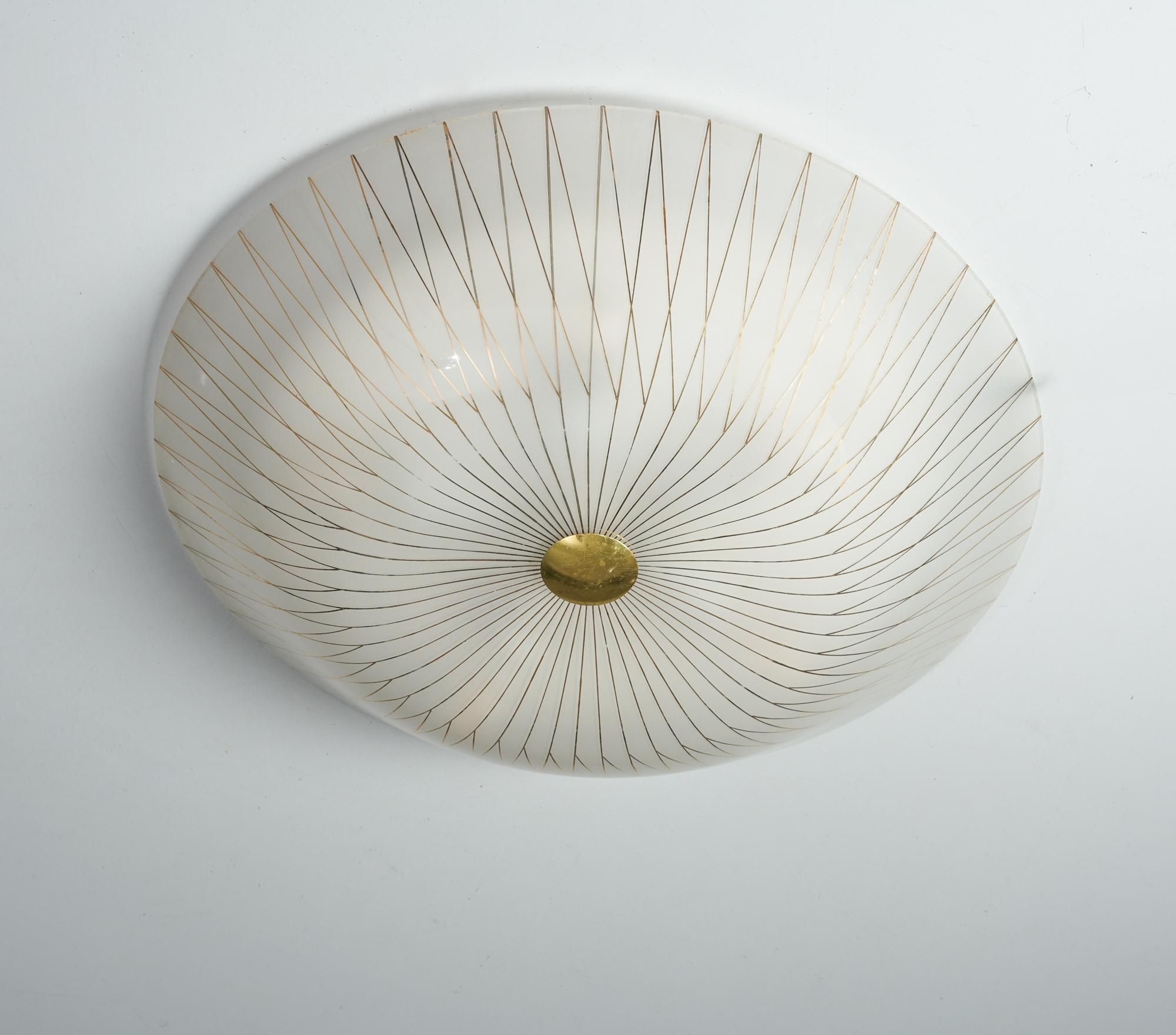 Scandinavian Modern Flush Mount, Lisa Johansson-Pape, Orno Oy, 1950/1960s For Sale