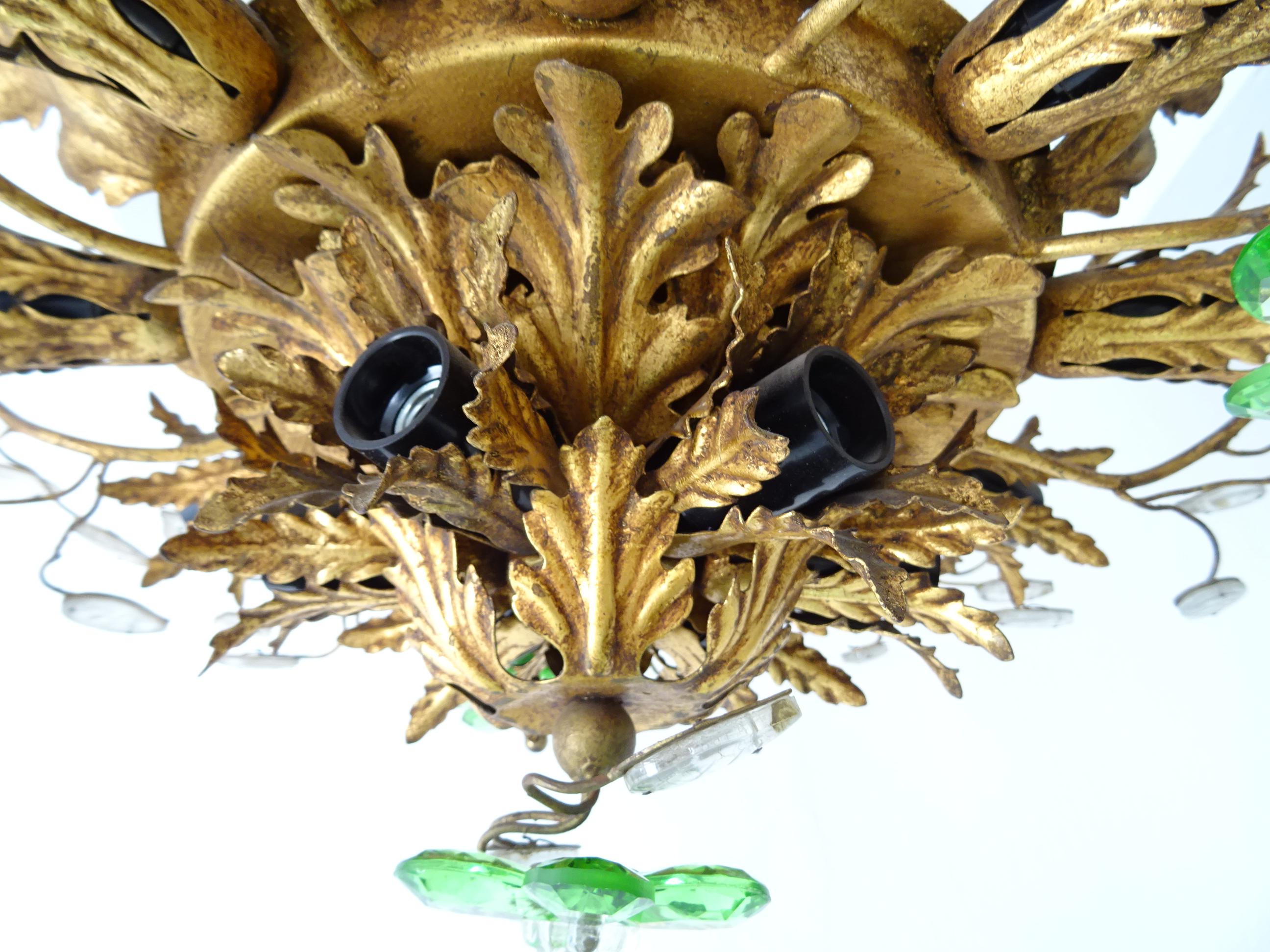 Einbaubeleuchtung Maison Bagus, Kristall, grüne Blumen, Blätter, Kronleuchter, 15 Lichter im Zustand „Gut“ im Angebot in Modena (MO), Modena (Mo)