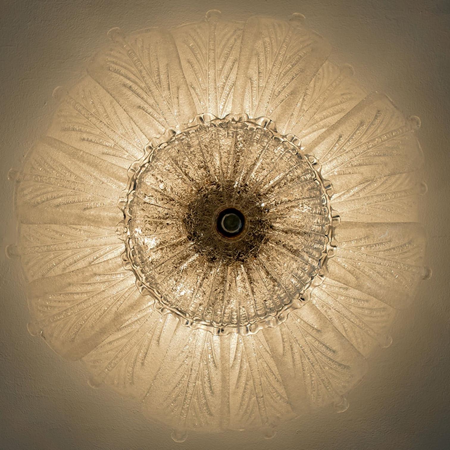 Brass Flush Mount Murano Glass Barovier & Toso, Italy