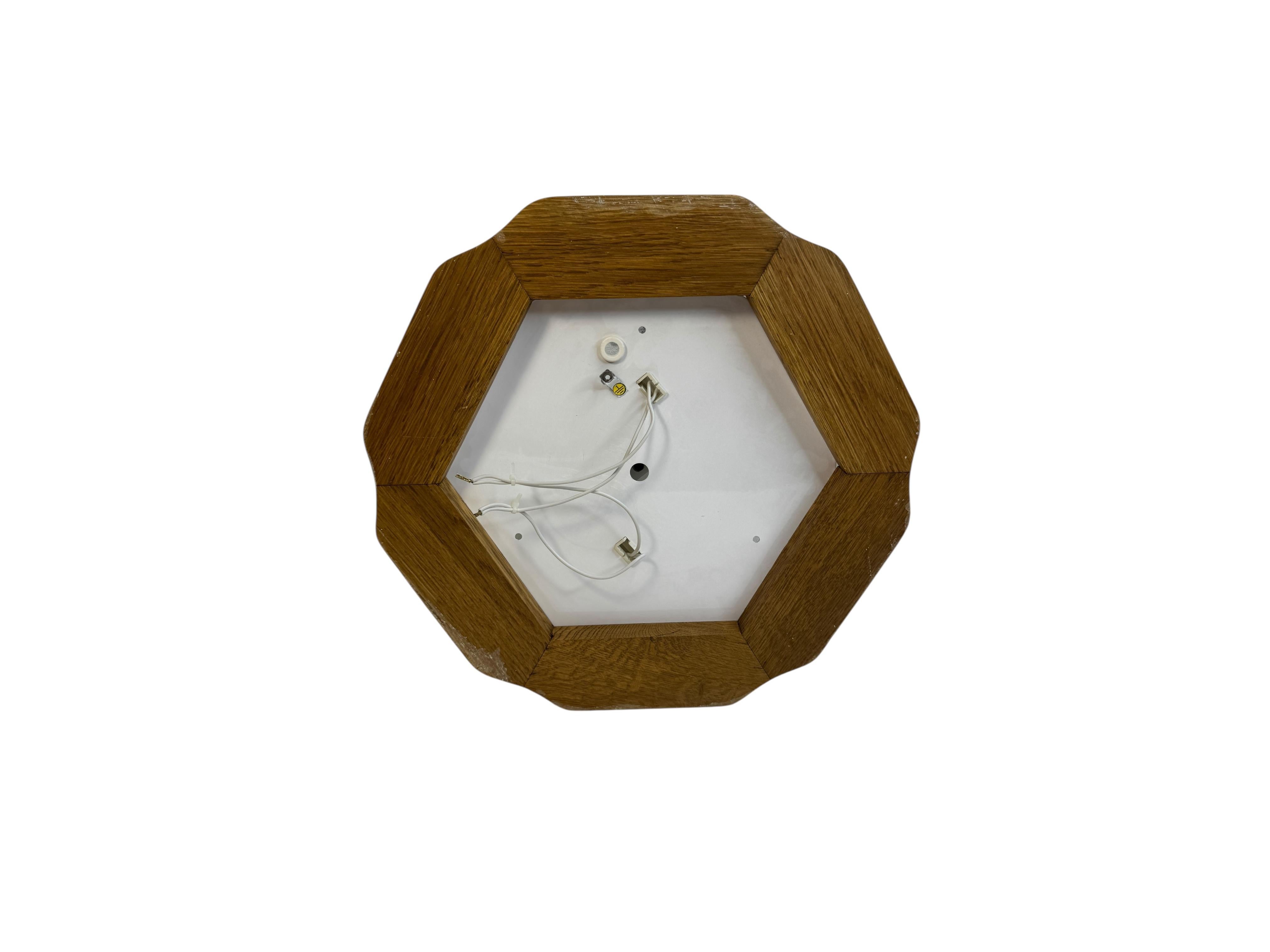 Flush Mount Murano Ice Glass Wood Frame, 1980s Fischer Leuchten Germany For Sale 4