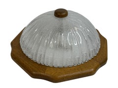 Flush Mount Murano Eisglas Holzrahmen, 1980er Jahre Fischer Leuchten Deutschland