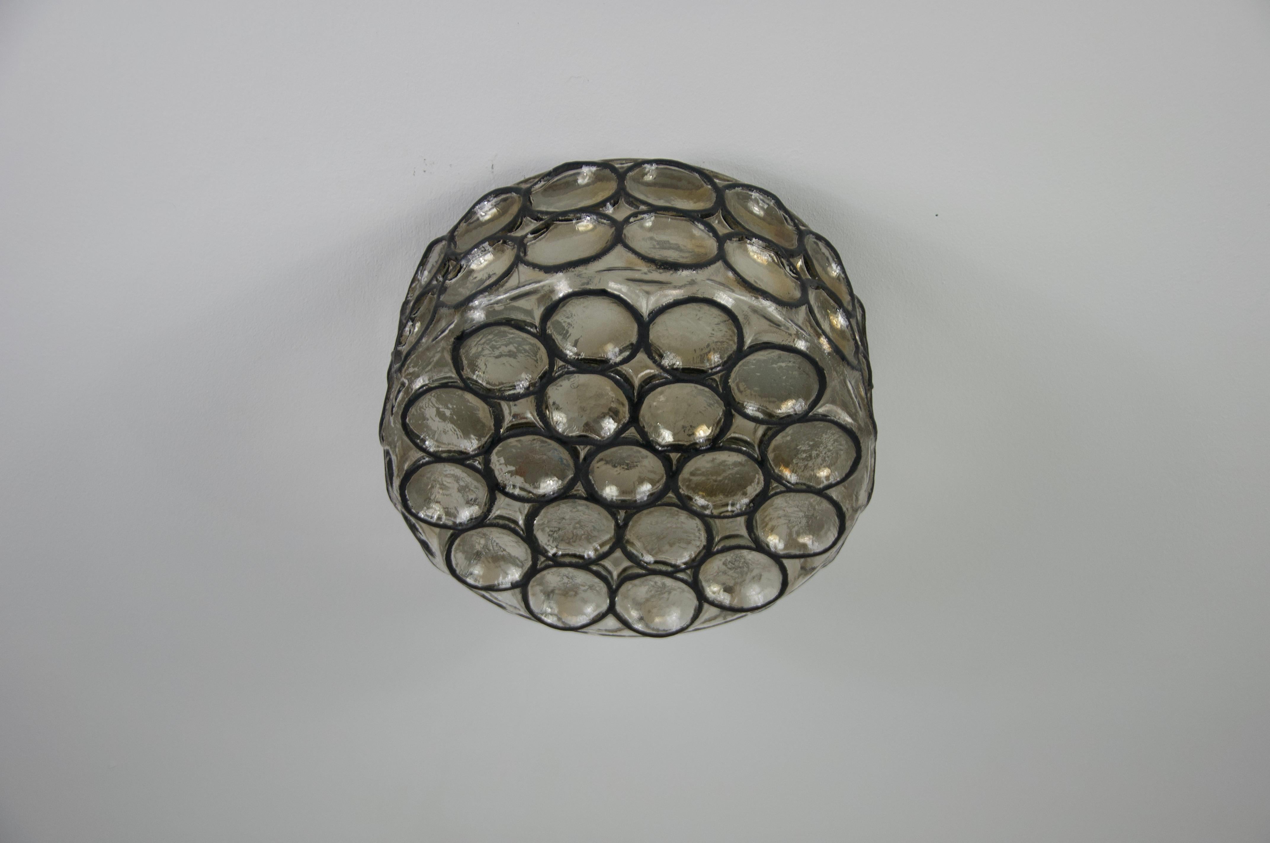 Mid-Century Modern Flush Mount or Wall Lamp by Glashütte Limburg, Germany, 1960s For Sale