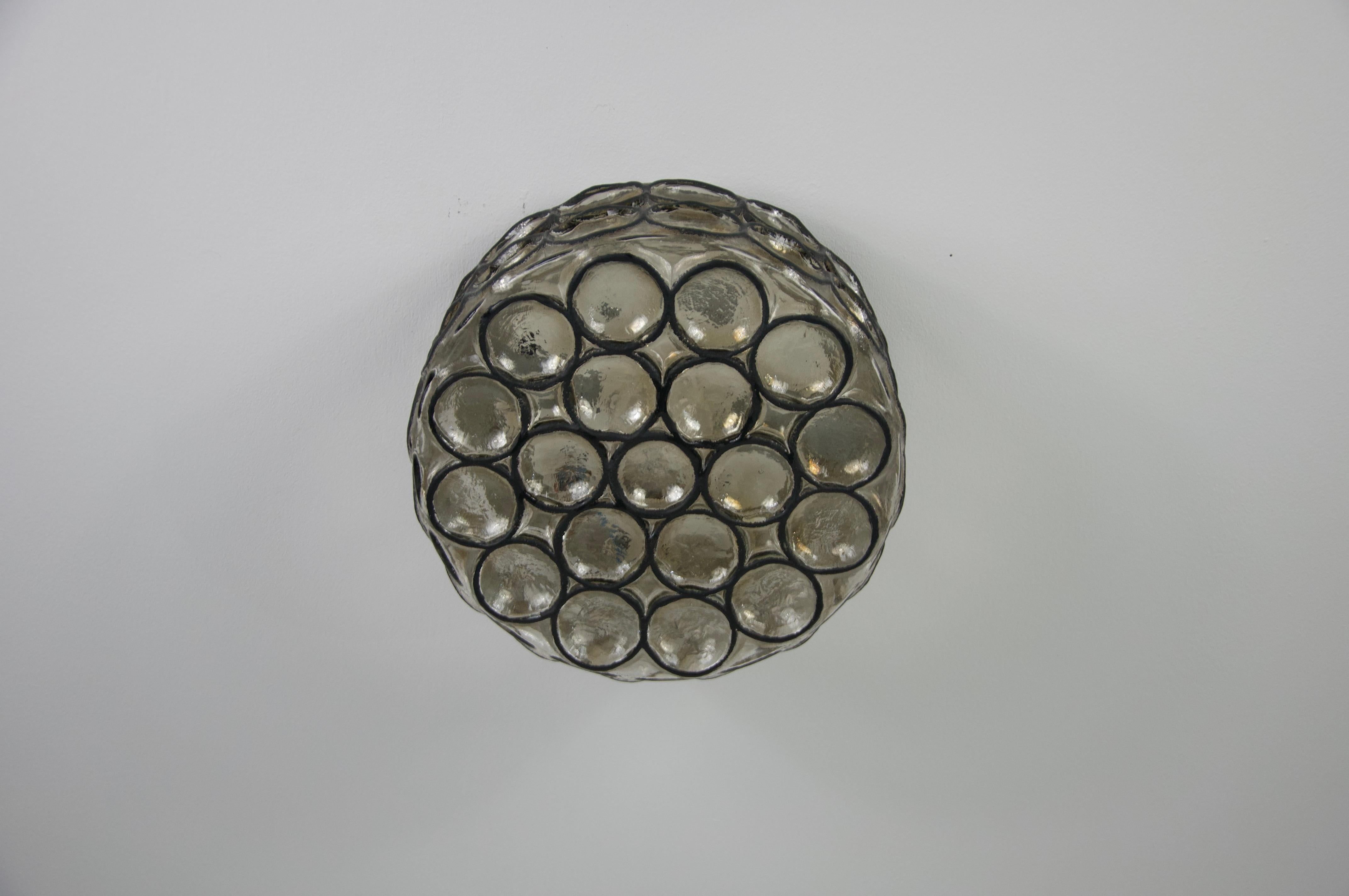 Flush Mount or Wall Lamp by Glashütte Limburg, Germany, 1960s In Good Condition For Sale In Hagenbach, DE