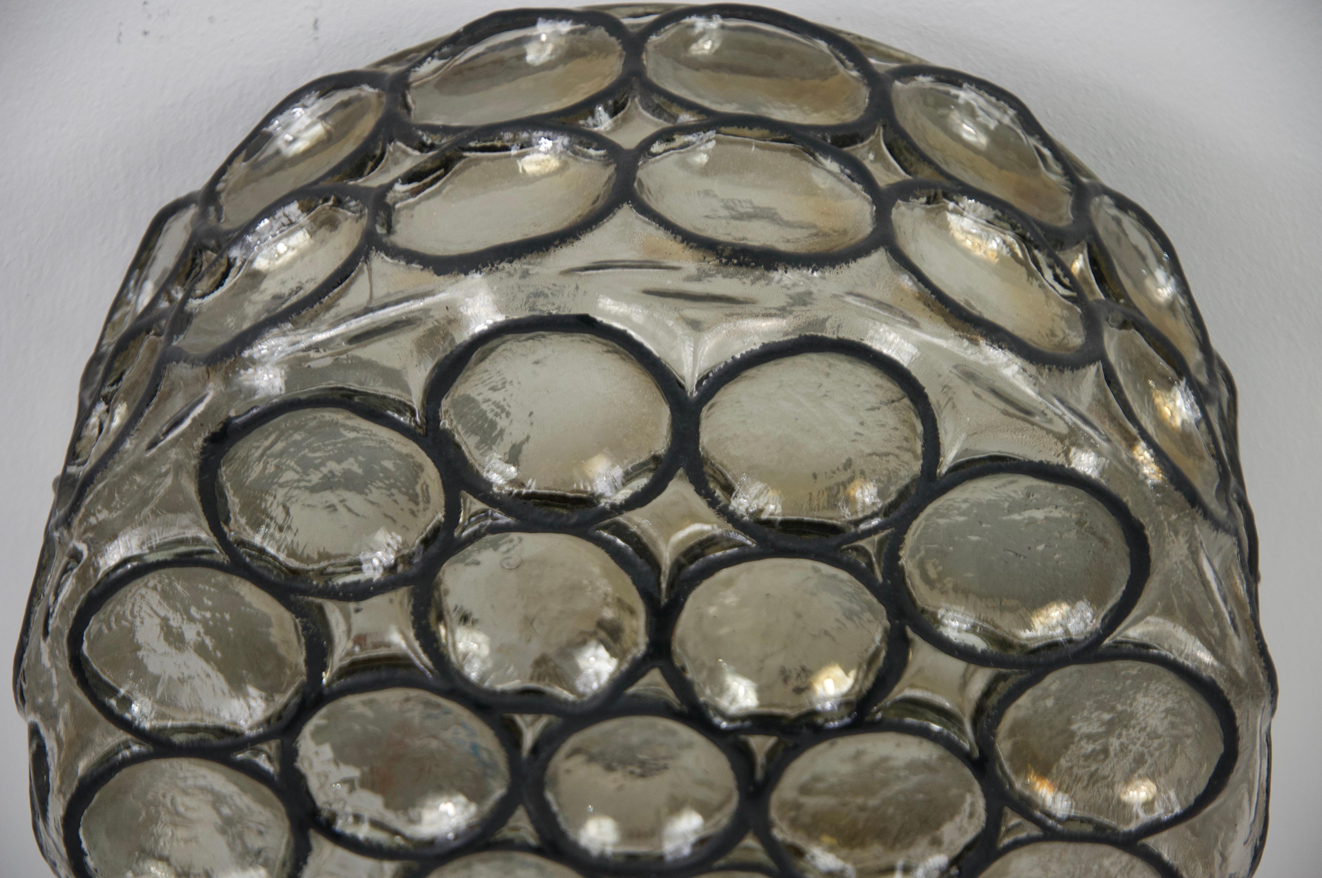 Mid-20th Century Flush Mount or Wall Lamp by Glashütte Limburg, Germany, 1960s For Sale