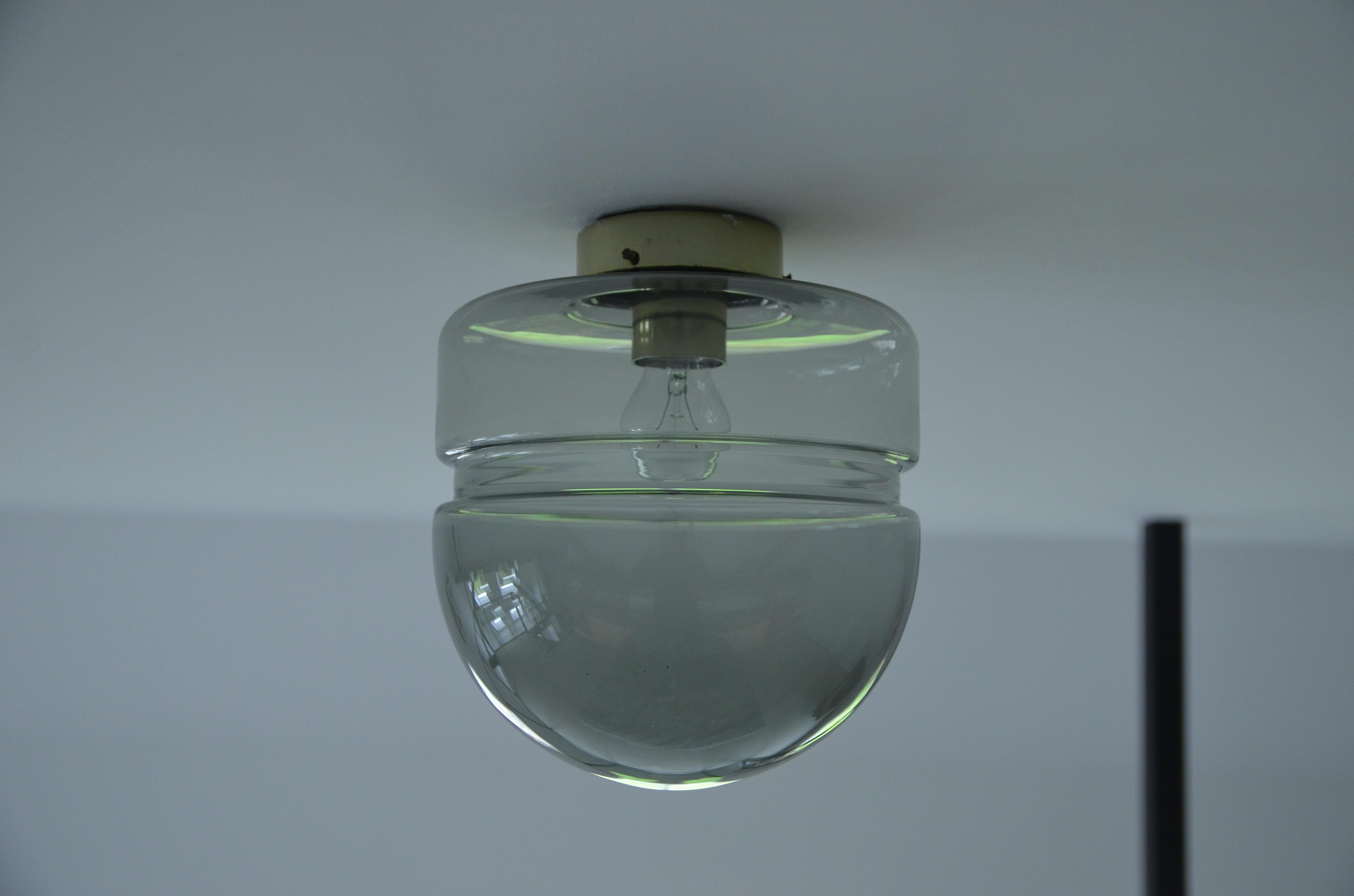 Dutch Flush Mount Pendant in Smoked Glass For Sale