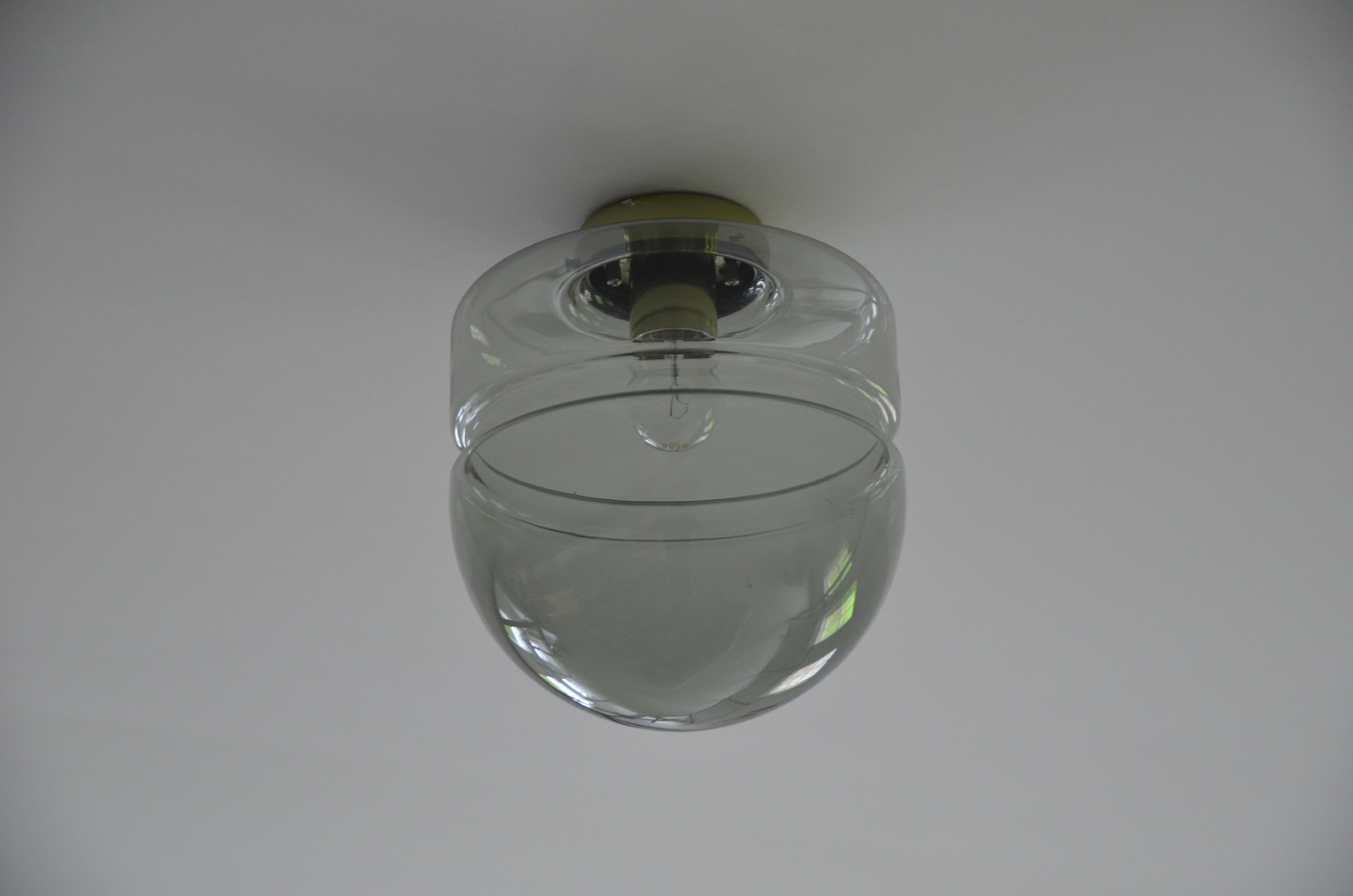 Mid-20th Century Flush Mount Pendant in Smoked Glass For Sale