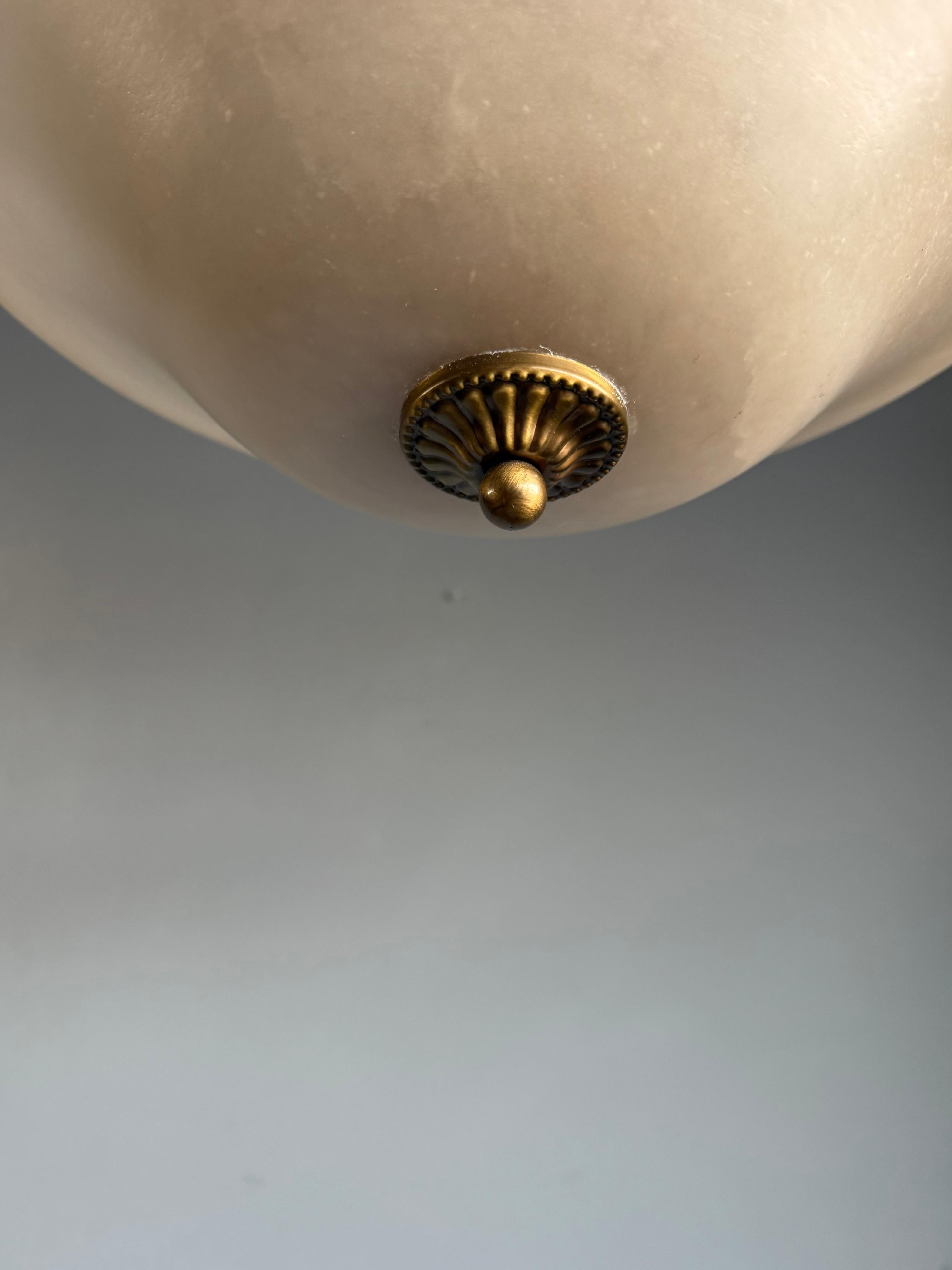 Encastré / Suspension avec abat-jour en albâtre, tons crème chauds, années 1990 en vente 2