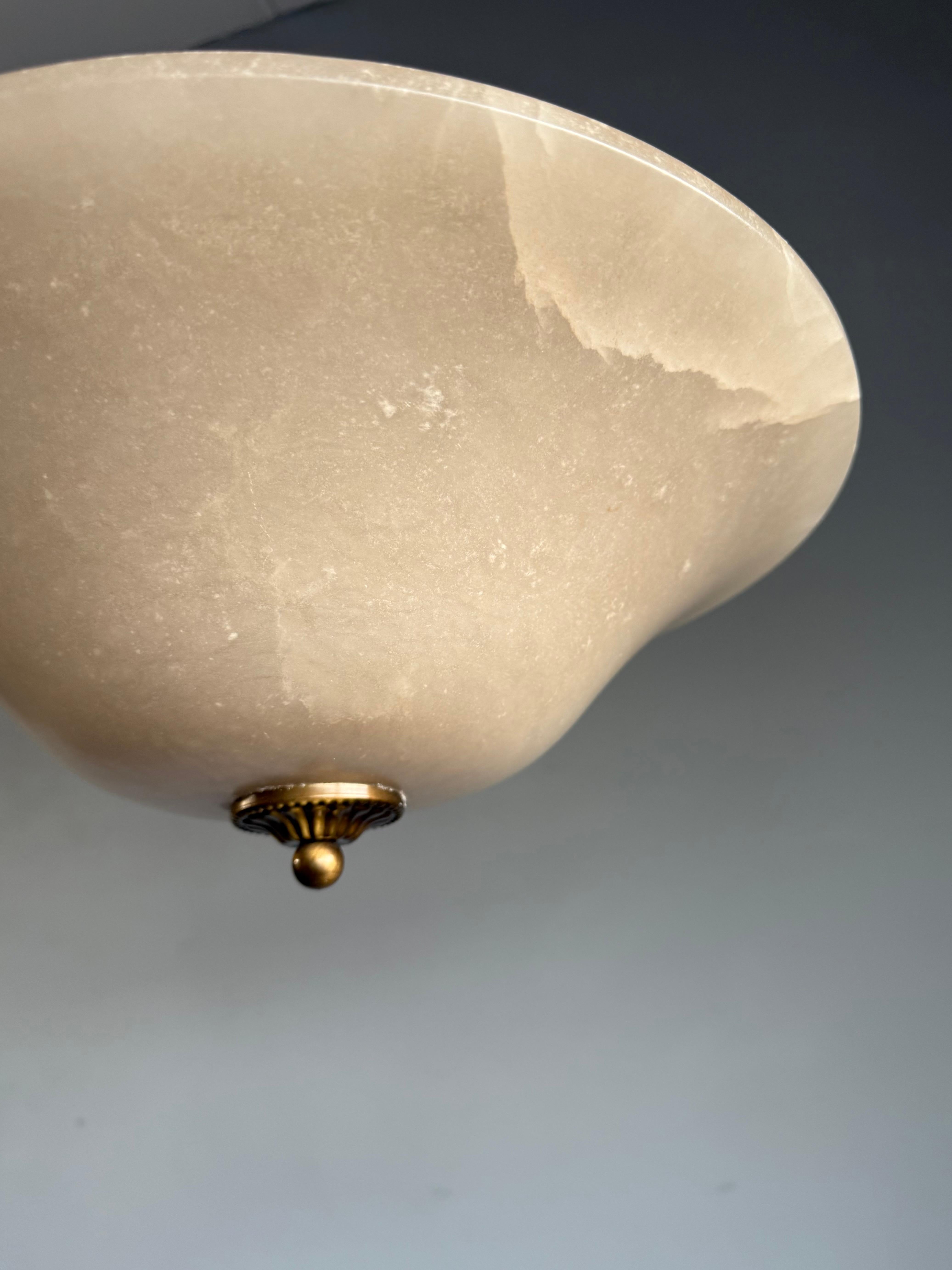 Encastré / Suspension avec abat-jour en albâtre, tons crème chauds, années 1990 en vente 3