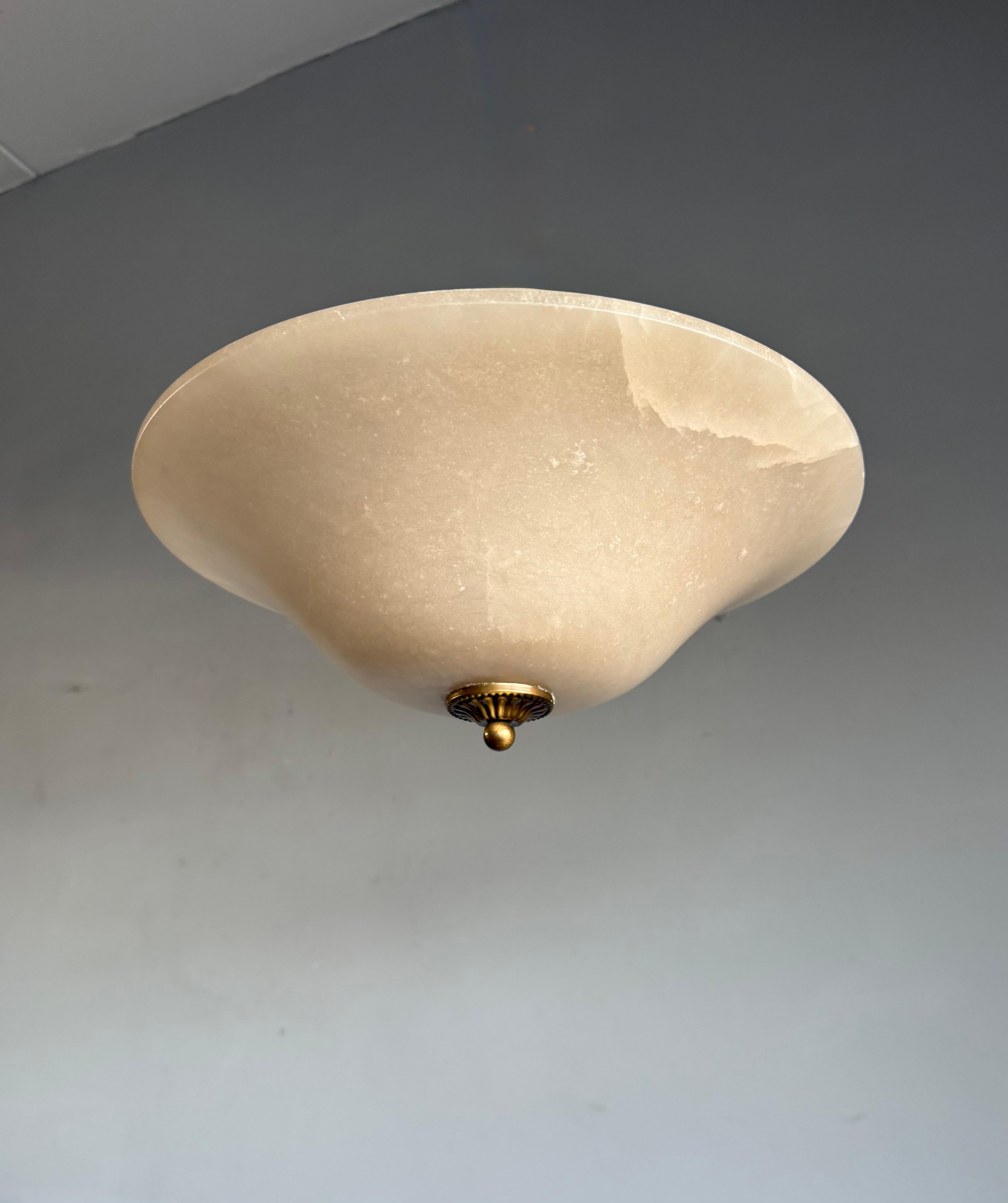 Encastré / Suspension avec abat-jour en albâtre, tons crème chauds, années 1990 en vente 4