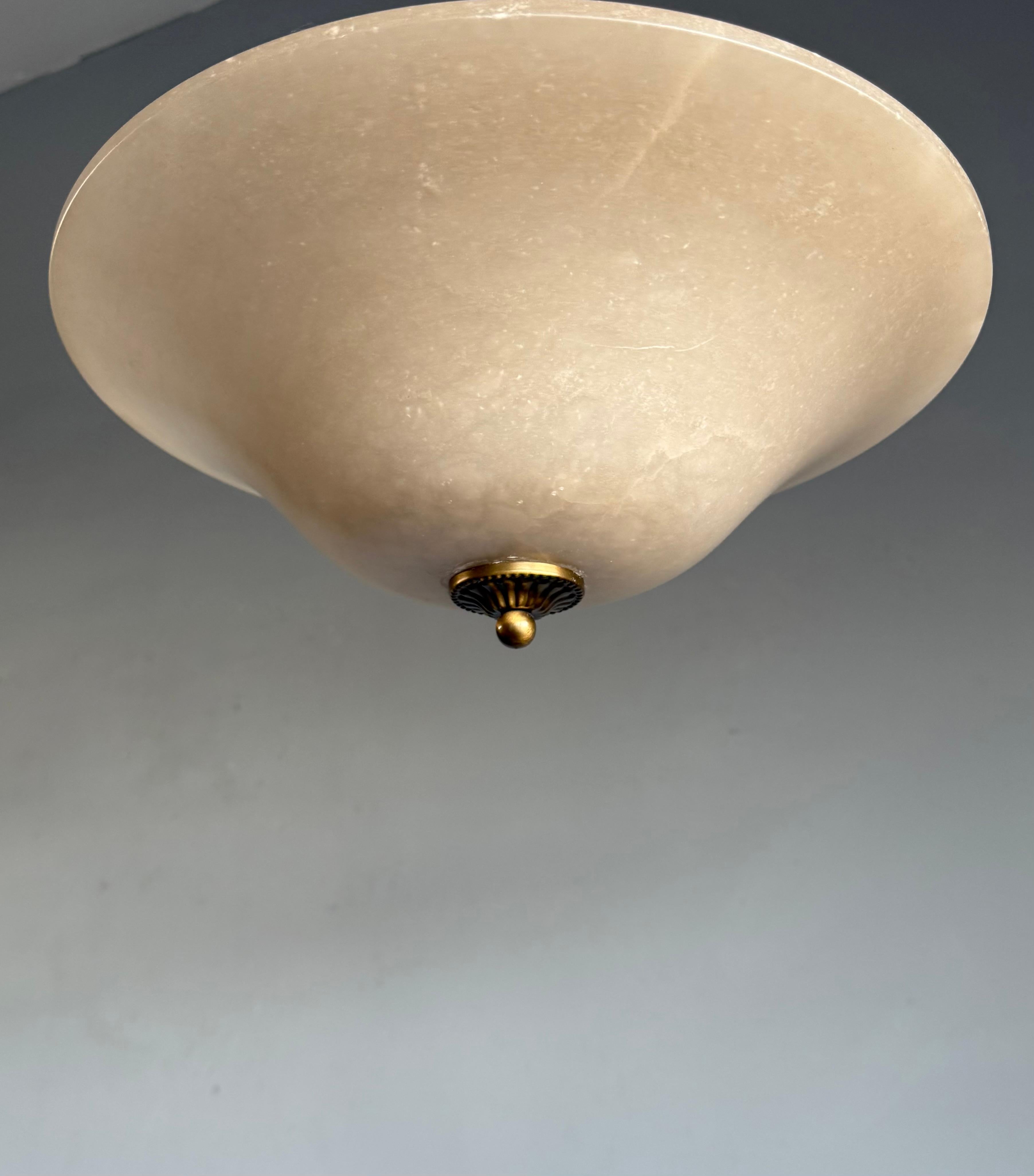 Encastré / Suspension avec abat-jour en albâtre, tons crème chauds, années 1990 en vente 5