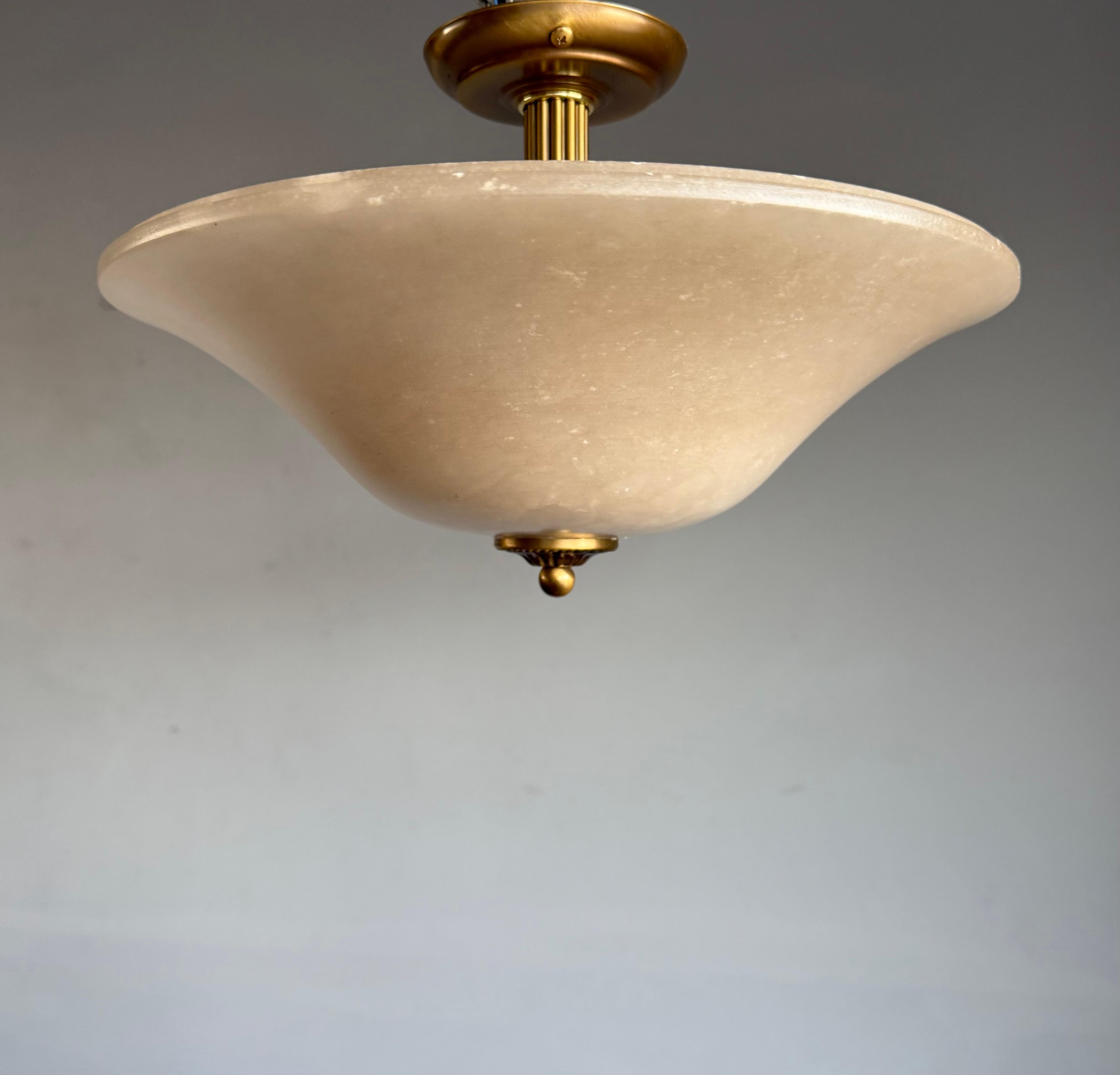 Encastré / Suspension avec abat-jour en albâtre, tons crème chauds, années 1990 en vente 6