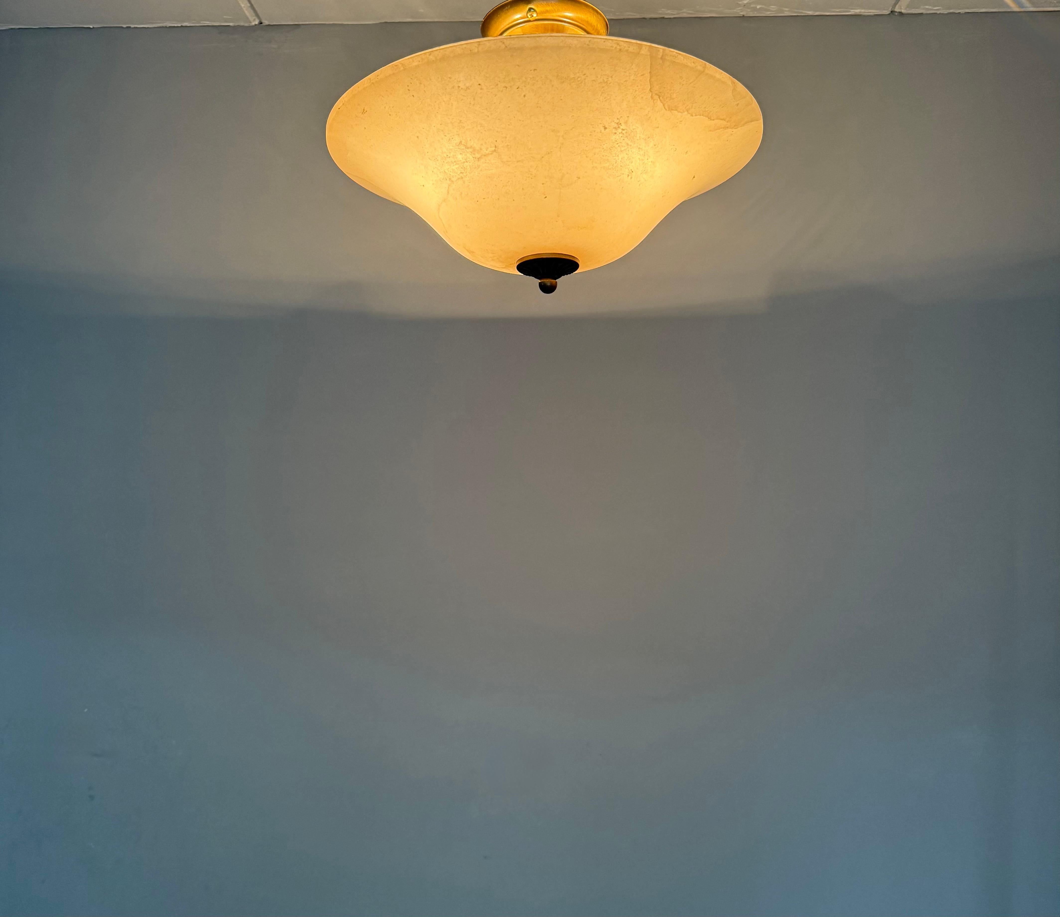 Encastré / Suspension avec abat-jour en albâtre, tons crème chauds, années 1990 en vente 7