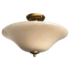 Flush Mount / Pendant Light with Warm Cream Tone Stunning Alabaster Shade, 1990s